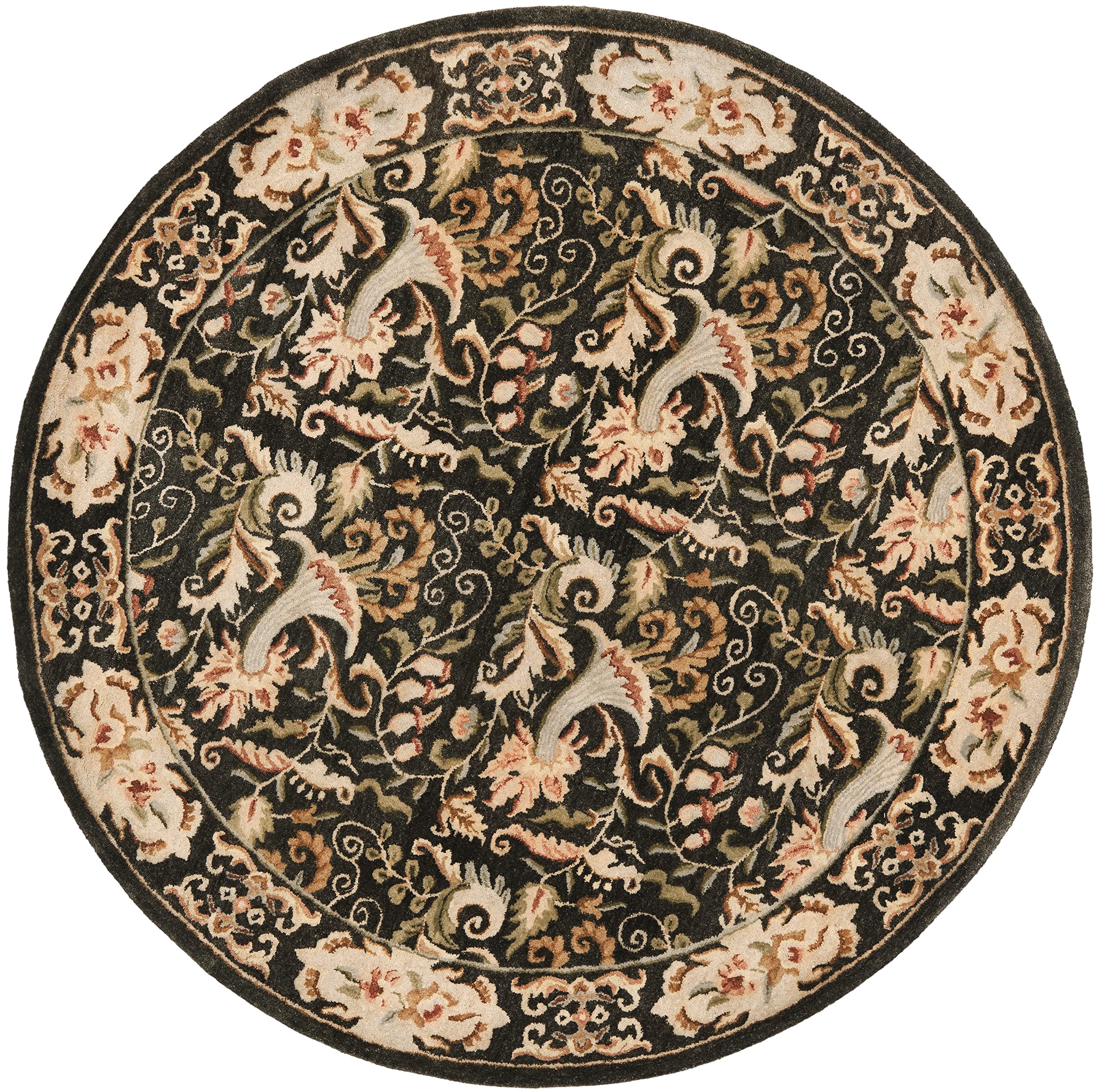 SAFAVIEH Bergama Collection 6' Round Charcoal BRG107B Handmade Oriental Premium Wool Area Rug - Perfect for Living Room, Bedroom & Home Decor