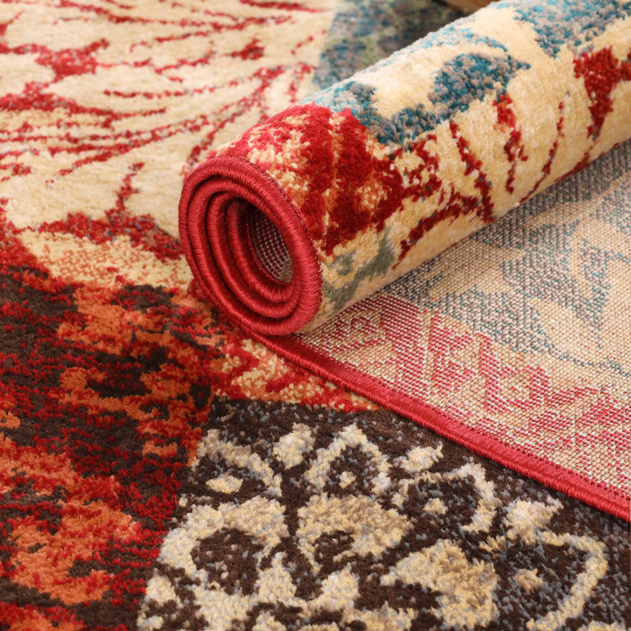 Kennicot Elegant Floral Patchwork Indoor Area Rug & Runner Rug - Soft Non-Slip Living Room Carpet for Bedroom, Hallway, Nursery Decor