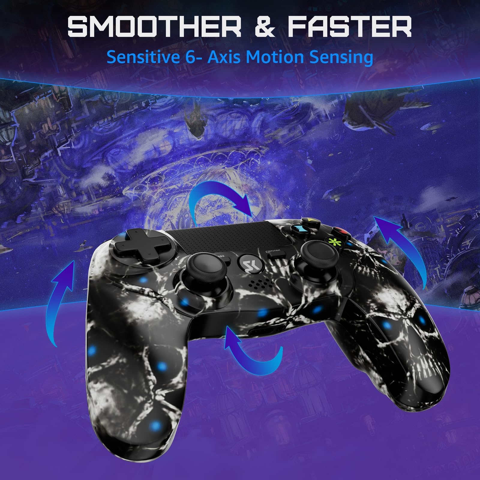 ISHAKO Wireless PS4 Controller 2 Pack - Compatible with Sony PlayStation 4, PS4 Slim & PS4 Pro - Dual Shock Gamepad with Vibration, Motion Sensor, Built-in Speaker, Touch Pad & 800mAh Battery - Perfect for Gaming, Streaming & Multiplayer Sessions