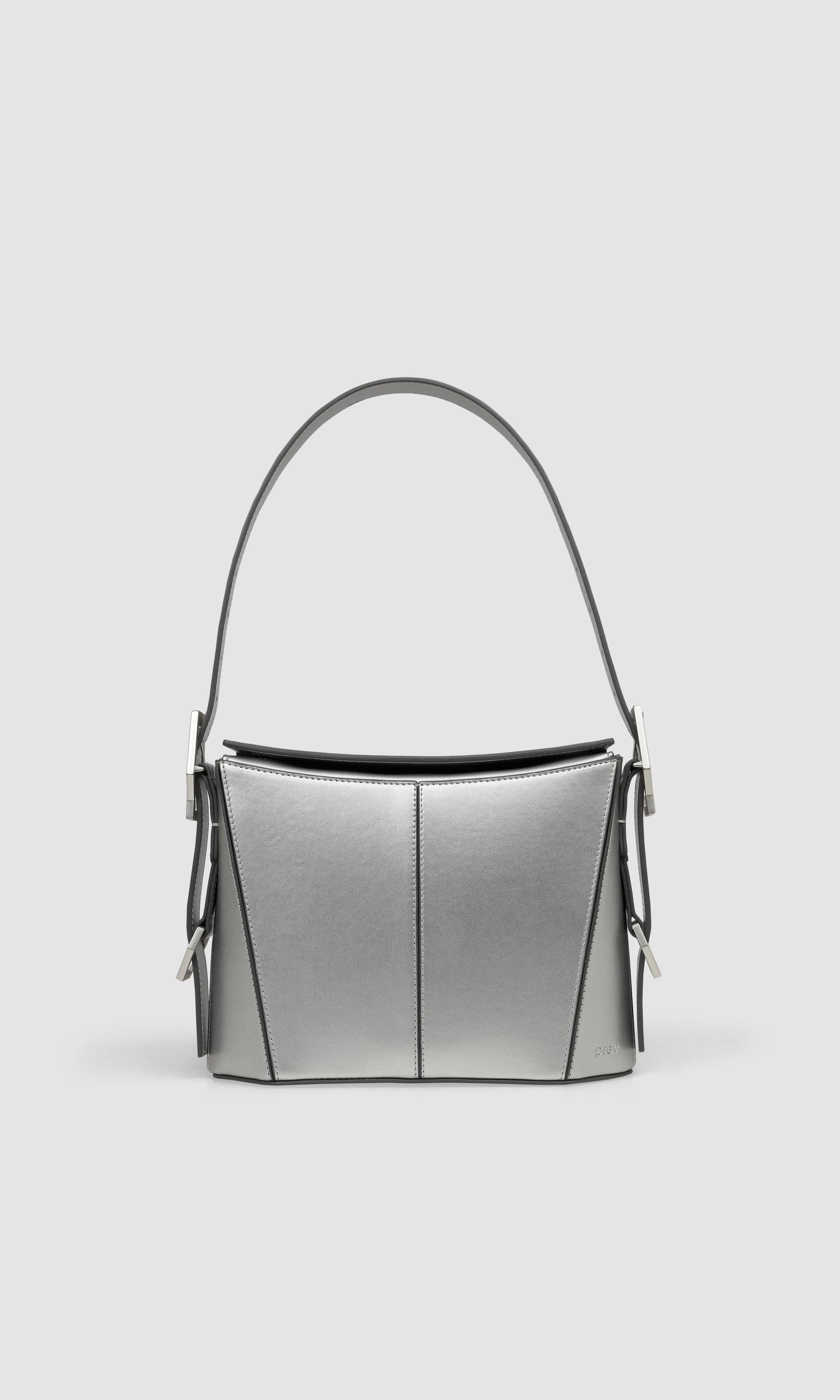 Kiara Vegan Apple Leather Shoulder Bag for Women | Silver Crossbody Purse | Eco-Friendly Fashion Accessory for Work, Travel & Everyday Use