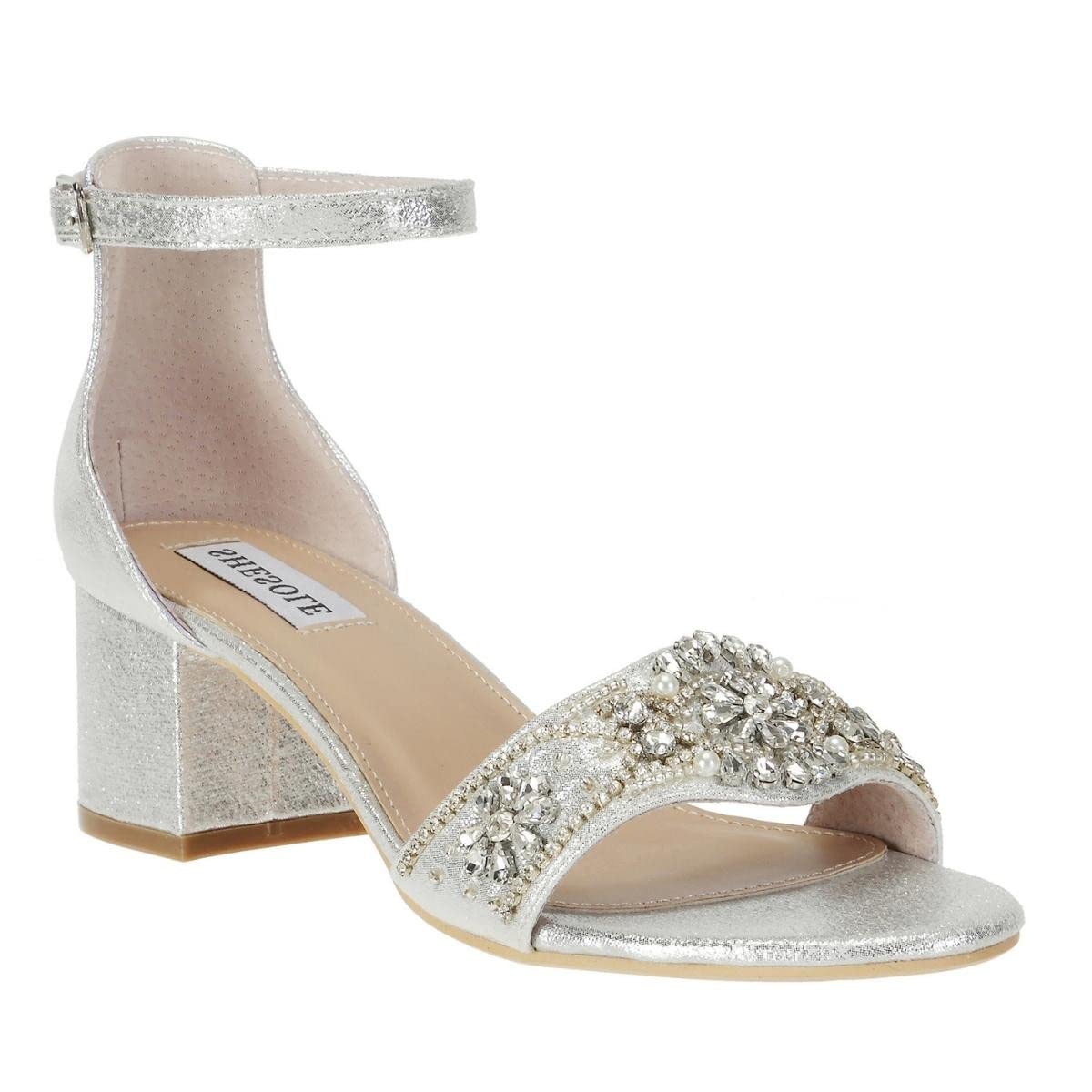 Stylish Women's Silver Glitter Block Heel Open-Toe Sandals - Perfect for Parties, Weddings & Evening Events