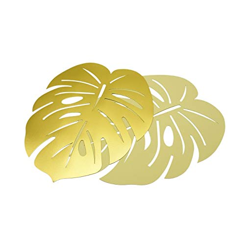 Banana Leaf Placemats Set of 6 - Natural Palm Leaf Decor for Dining Table | Waterproof Vinyl Placemats for Indoor & Outdoor Use | Easy to Clean & Durable | Perfect for Tropical Parties, Beach Weddings & Summer Dining