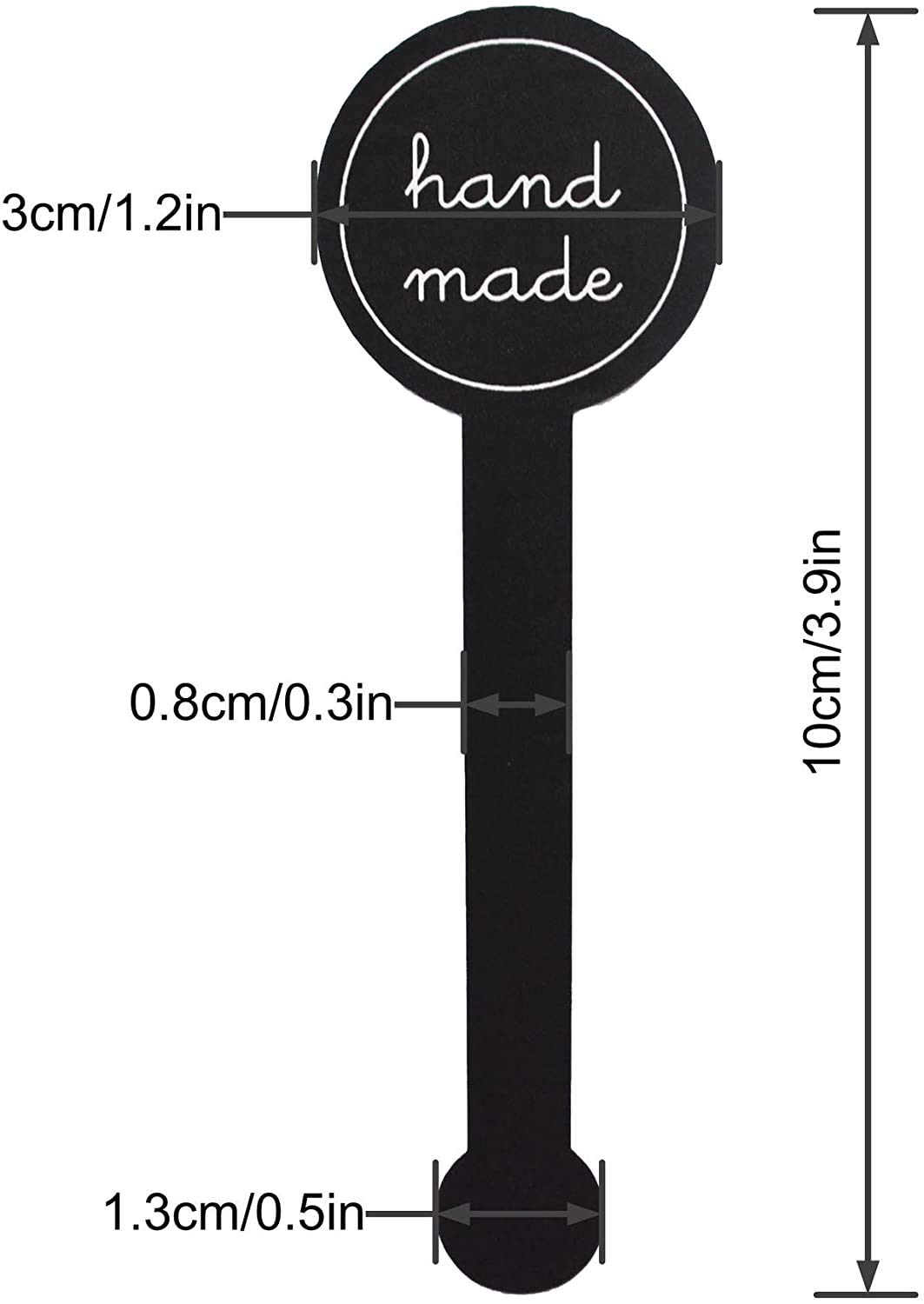 200 Pcs Handmade Self-Adhesive Black Long Label Stickers - Perfect for Lollipop Sealing, Candy Wrapping, Cookie Packaging, Bakery Treats, Cake Decorating, Chocolate Gifts & Sweet Surprises - Ideal for Parties, Weddings, Birthdays & DIY Crafts