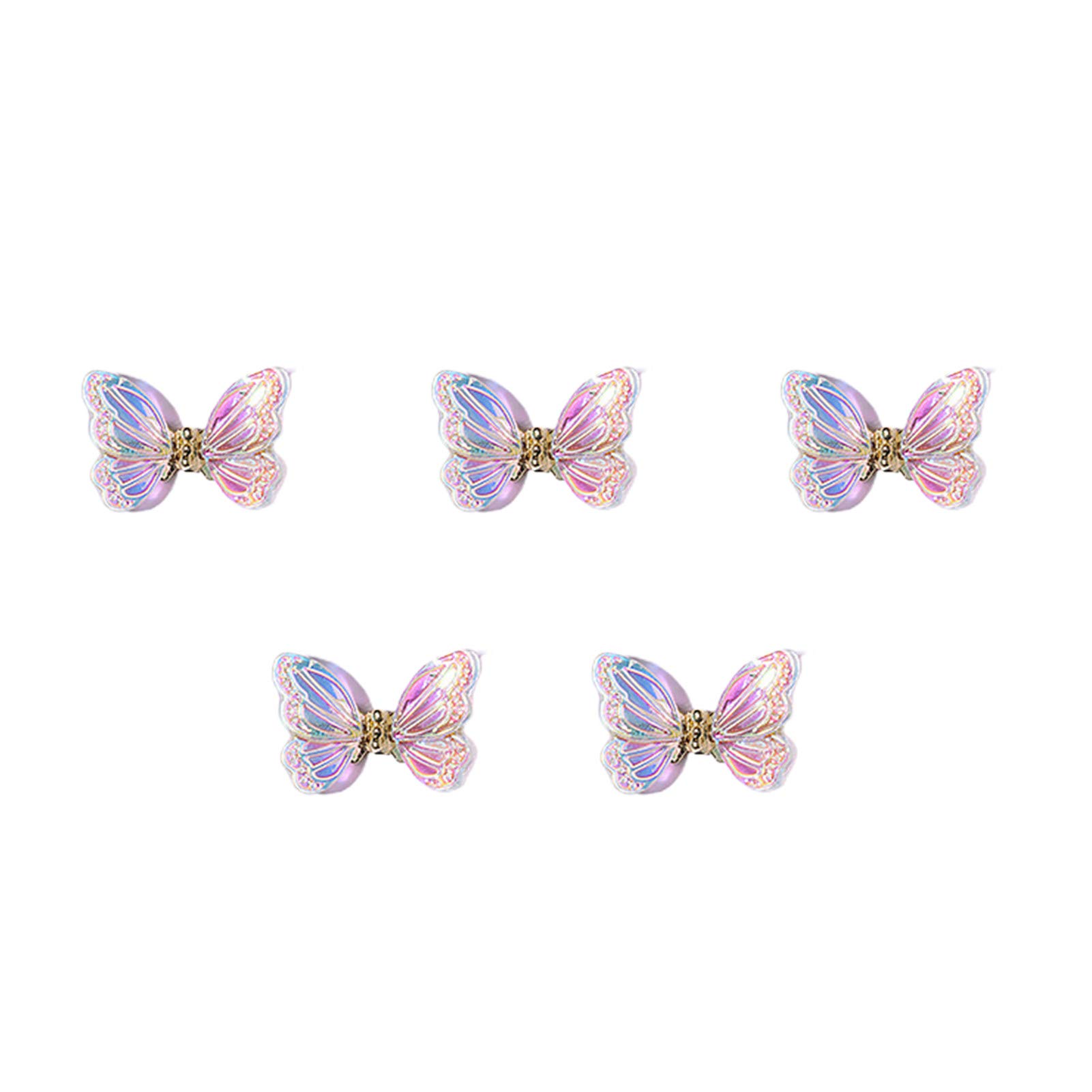 3D Butterfly Nail Stickers with Sequins - Self-Adhesive Nail Art Decals for Manicure - 5Pcs Set for Nail Salon & DIY Home Nail Design - Perfect for Parties, Weddings, and Special Occasions