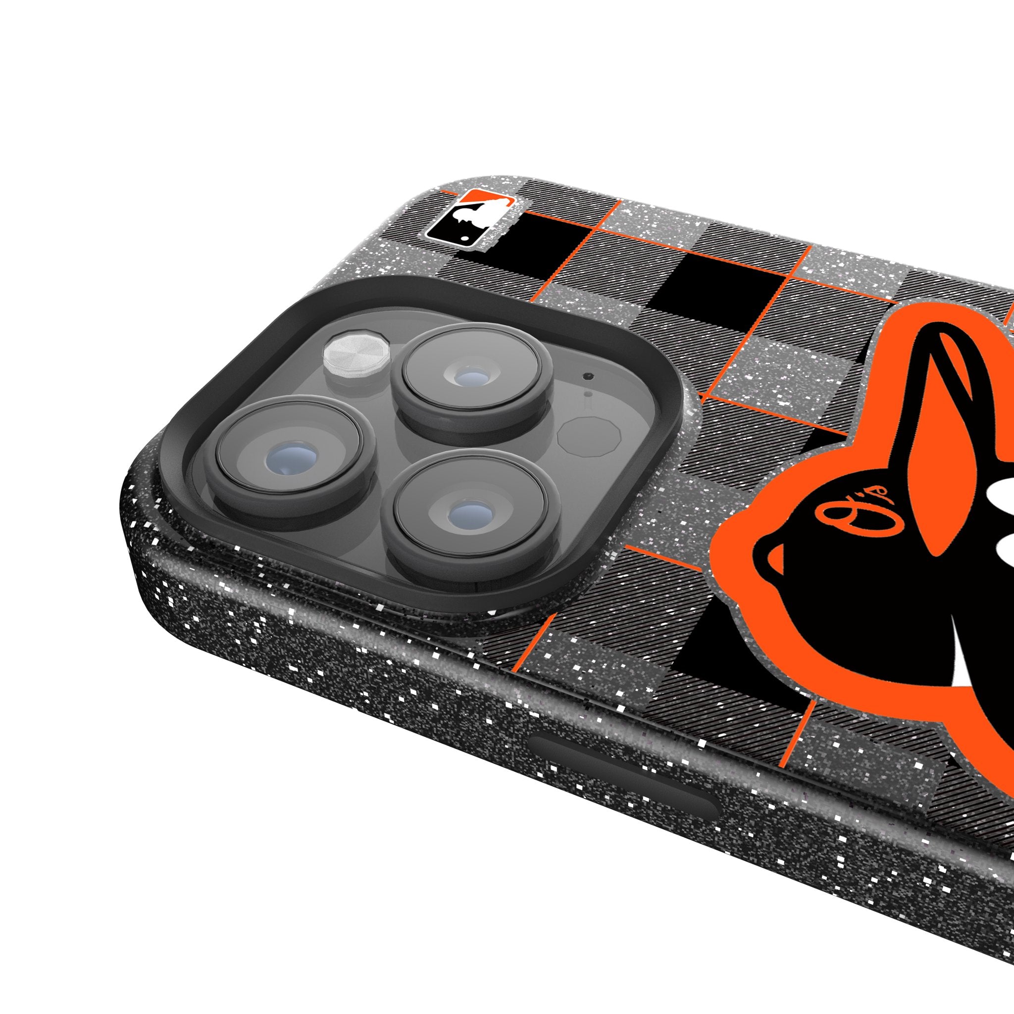 Baltimore Orioles Plaid Bling Rhinestone Phone Case for iPhone & Samsung - Stylish Protective Cover for Baseball Fans & Game Day Outfits