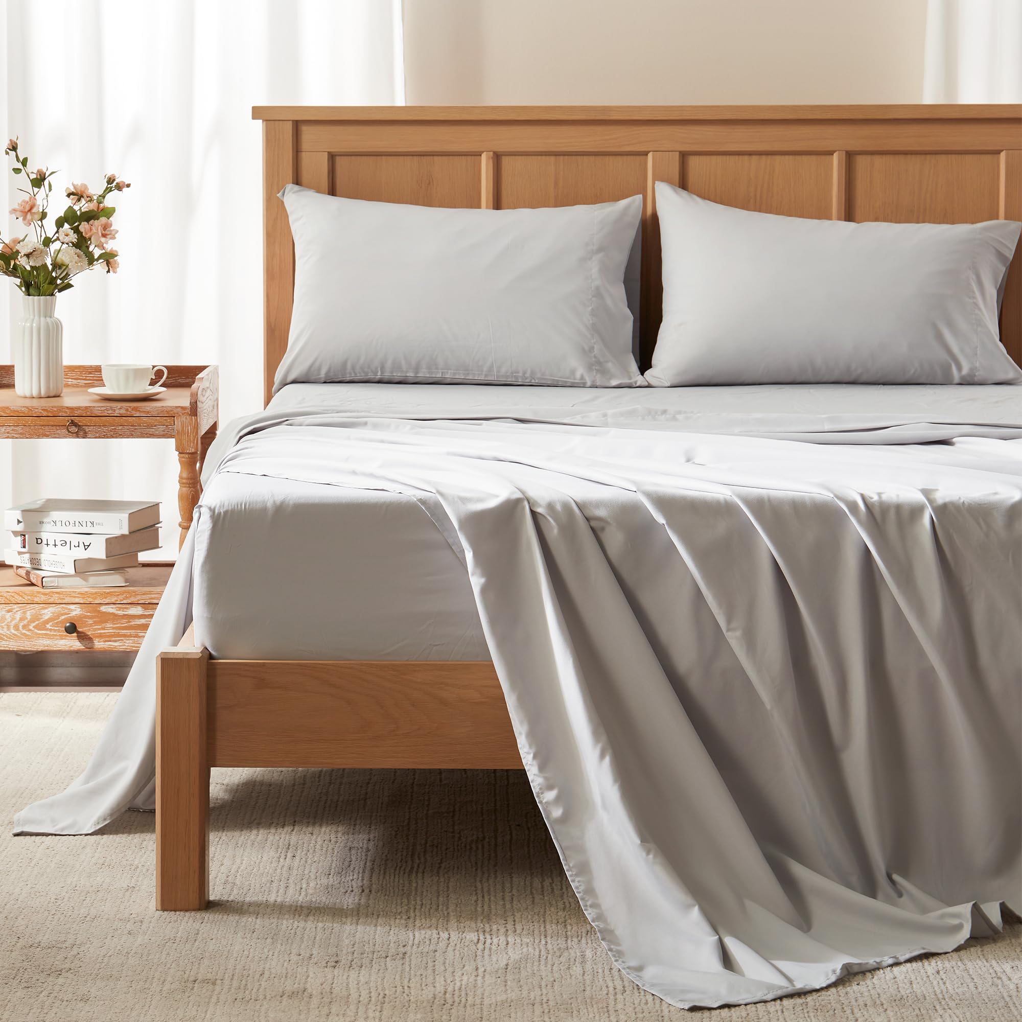 Coolmax Queen Cooling Sheet Set - Moisture Wicking, Soft & Colorfast Bed Sheets for Hot Sleepers | Deep Pocket Fits 16