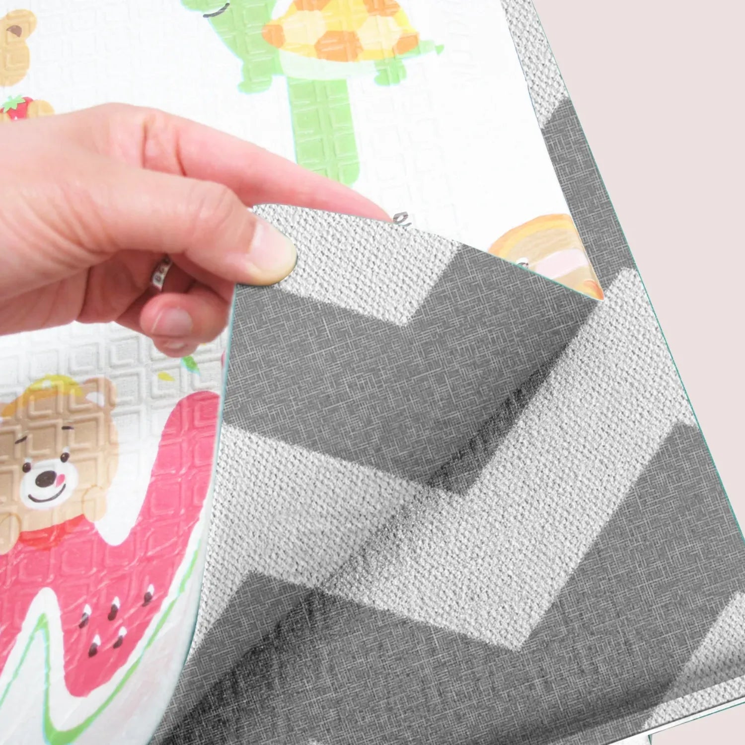 Portable Baby Play Mat with Hello Bear ABC & Zig Zag Design - Non-Slip Foldable Activity Mat for Infants & Toddlers - Perfect for Nursery, Daycare, and Indoor/Outdoor Playtime