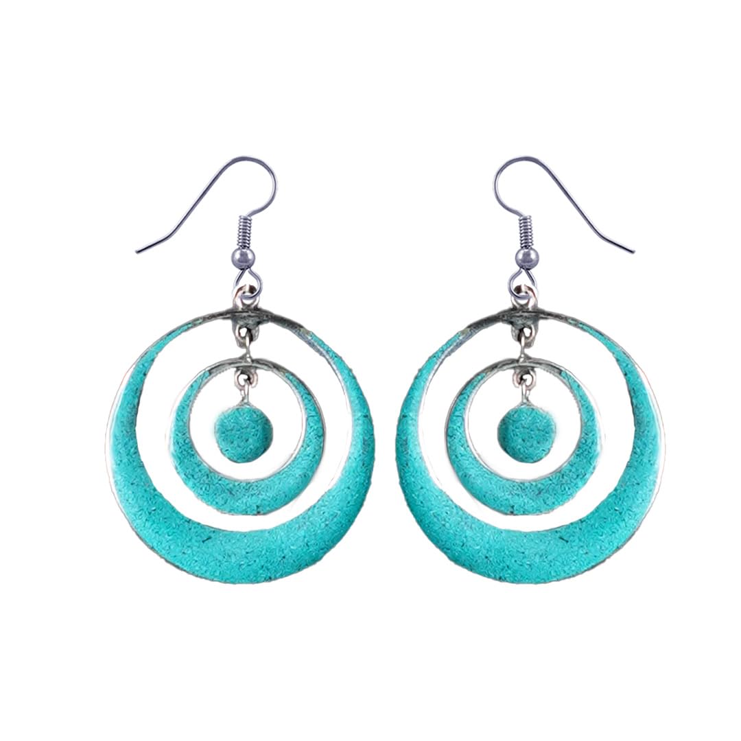 Handmade Boho Gemstone Inlay Dangle Earrings for Women - Silver Plated Fashion Jewelry - Perfect Gift for Birthday, Party & Everyday Wear