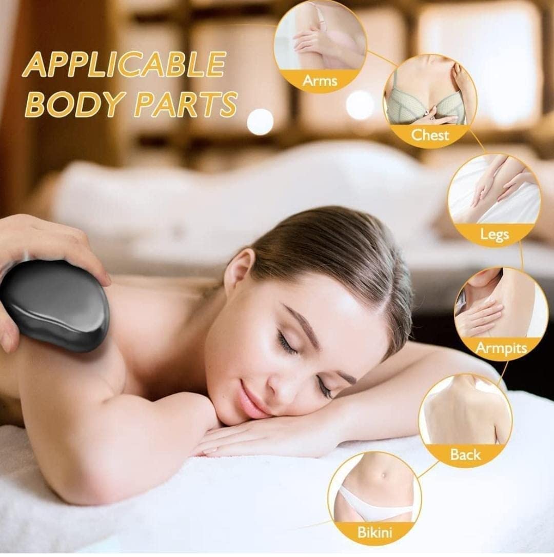 Gamins Gadgets® Crystal Hair Remover & Ice Roller Set for Face, Neck & Body - Puffy Eyes Relief & Painless Hair Removal for Men & Women | Perfect for Skincare Routine & At-Home Spa Treatments