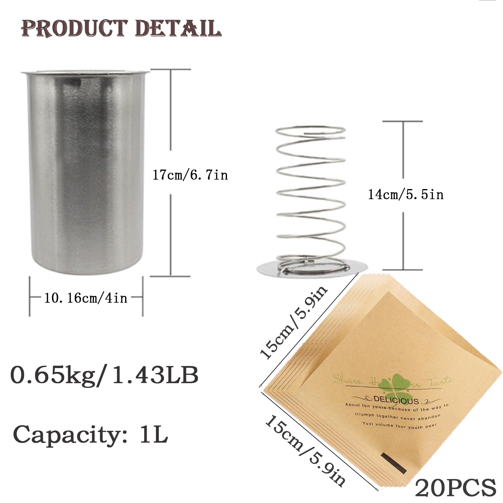 Stainless Steel Round Ham Maker for Healthy Homemade Deli Meats - Includes 20 Sandwich Paper Bags & Thermometer - Perfect for Kitchen Cooking, Party Food Prep & DIY Charcuterie