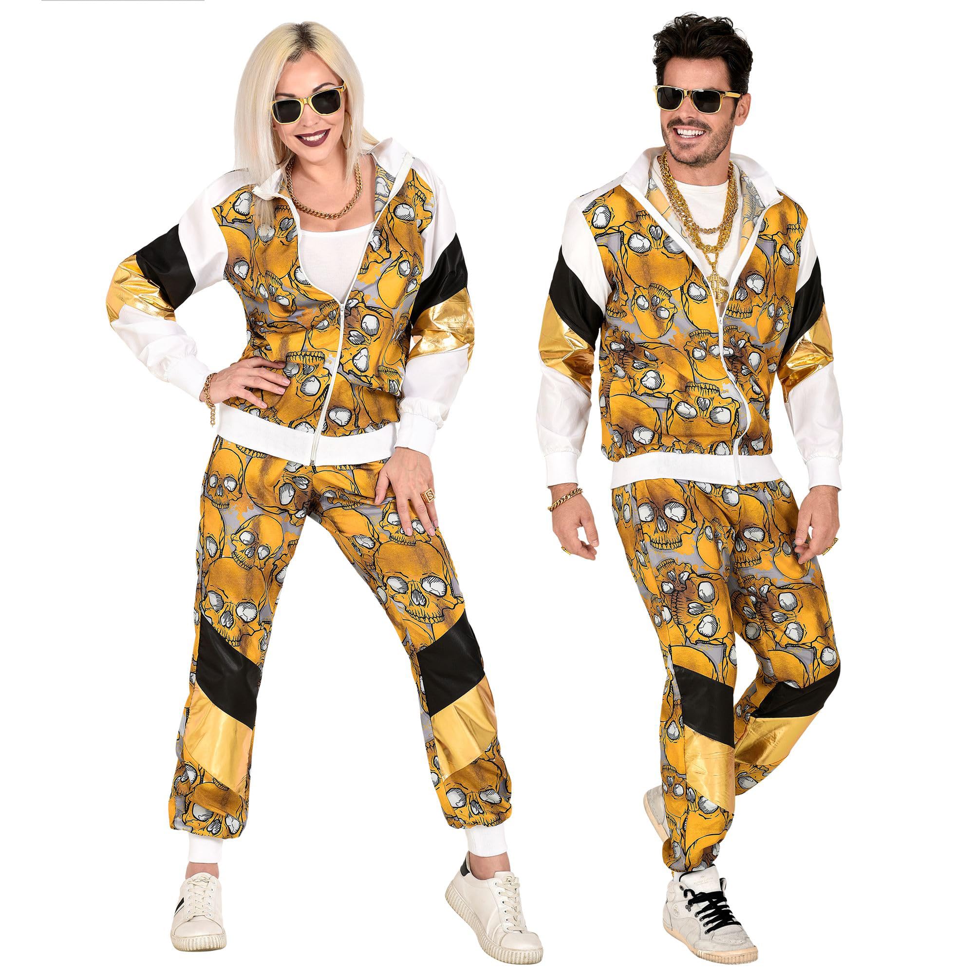 WWIDMANN MILANO 80s Party Dress - Vintage Skull Print Costume, Running Outfit, Ugly Sweater & Carnival Costumes for Halloween, Cosplay & Themed Parties