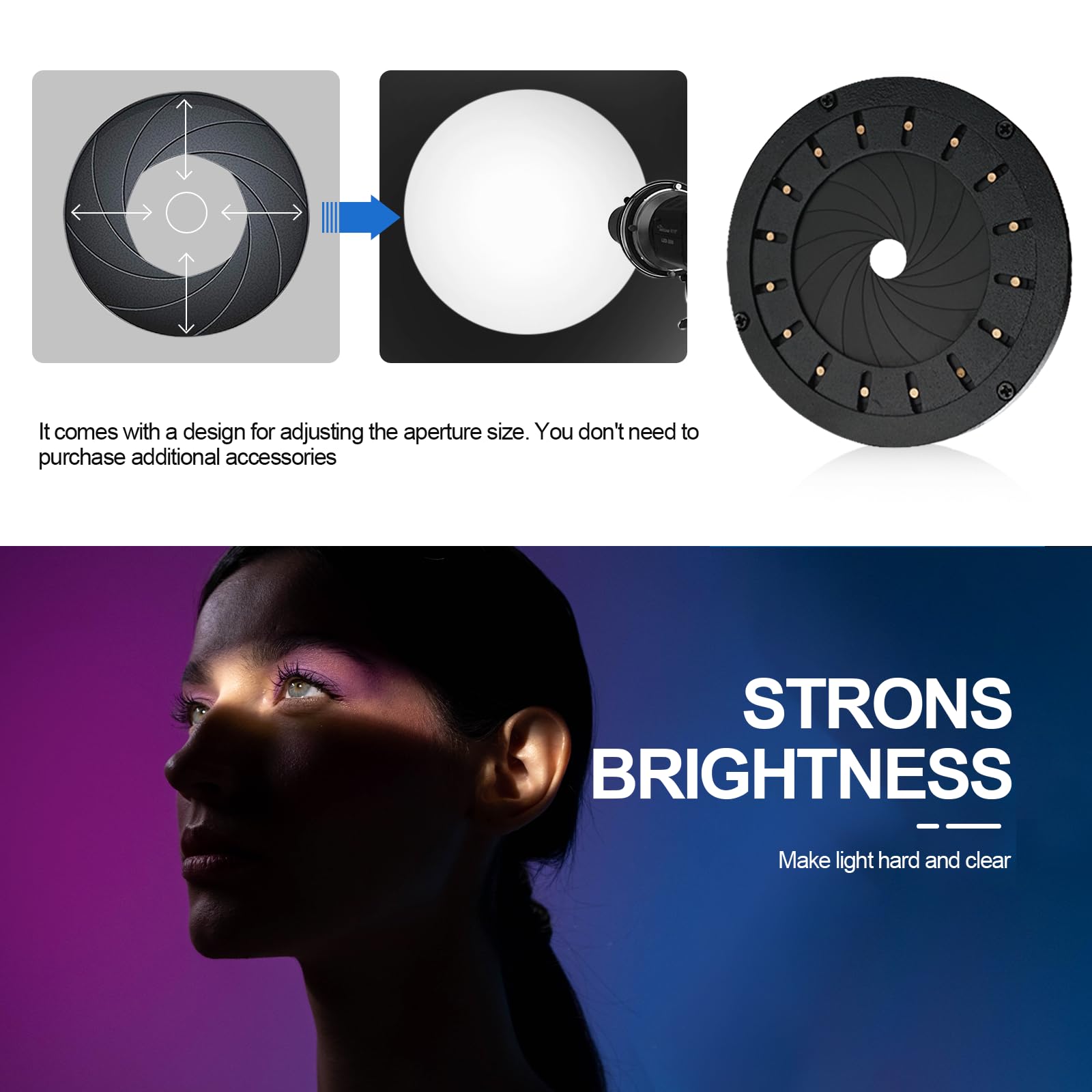Bowens Mount Projector Attachment - Spotlight Conical Optical Snoot Kit for Flash Speedlite & Monolight | Portrait & Studio Photography | Shape Light Control with 12 Gobo Templates | Perfect for Fashion Shoots, Product Photography & Creative Lighting Effects