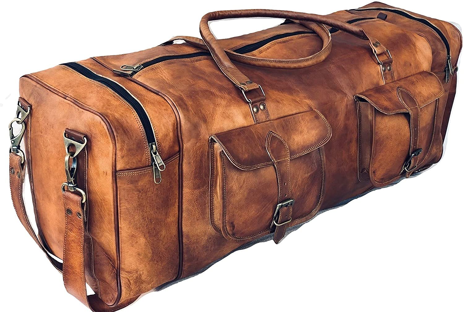 Premium Leather Duffle Bag for Men & Women - 30 Inch Large Weekender Carry On, Overnight Sports Duffel Luggage - Perfect for Travel, Gym, and Weekend Getaways
