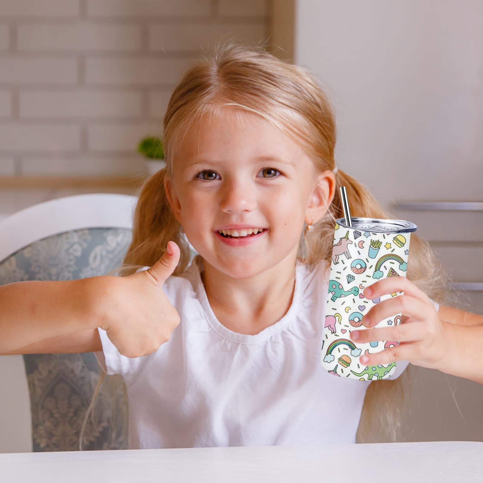 12OZ Sublimation Blank Tumblers for Kids - 20 Pack Stainless Steel Straight Skinny Tumblers with Lids & Metal Straws, Double Wall Vacuum Insulated, DIY Personalized Gift for Boys Girls - Perfect for School, Sports, Birthday Parties & Outdoor Activities
