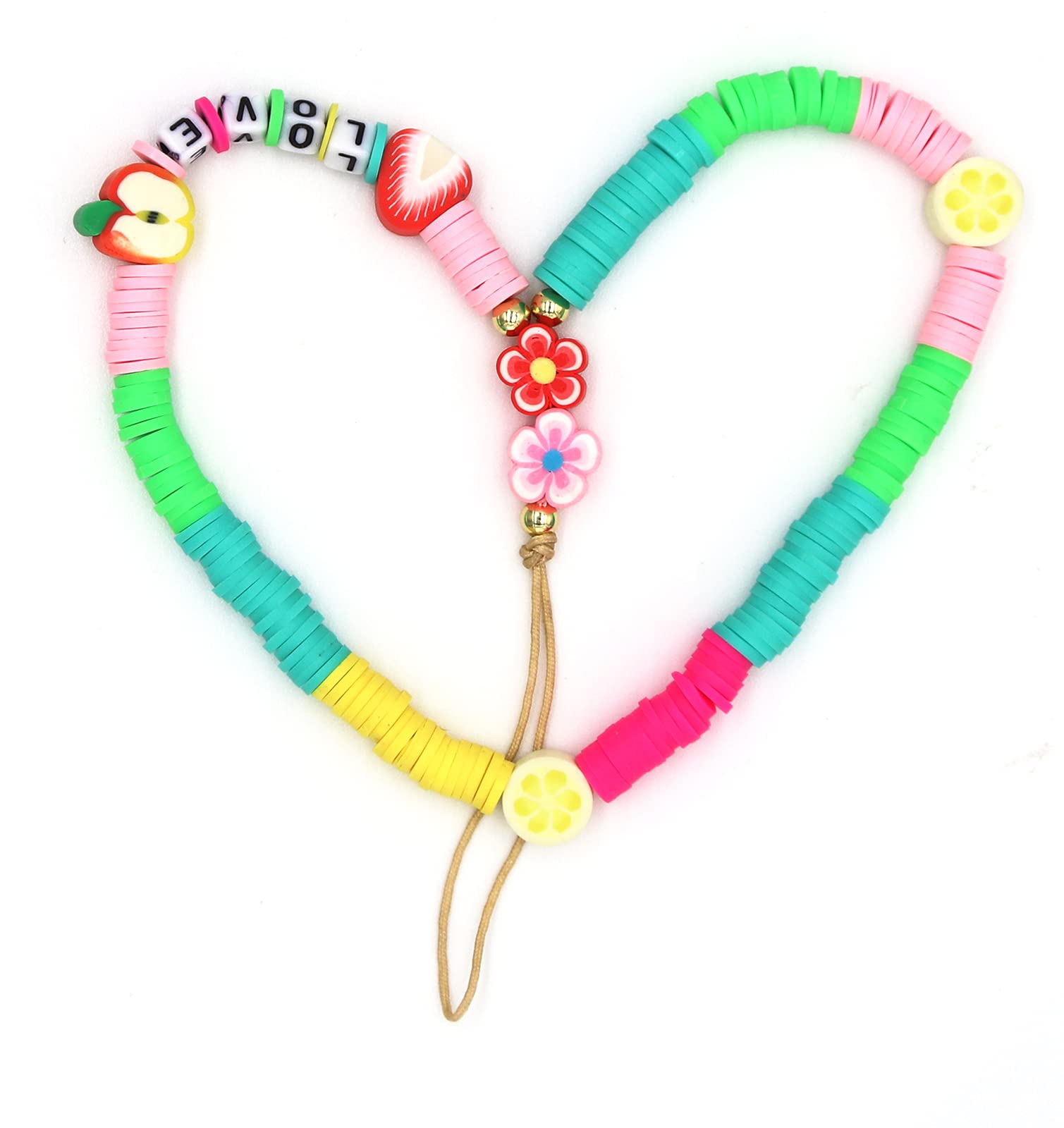 Beaded Phone Strap - Kawaii Phone Charms for iPhone & Android - Cute Beaded Phone Lanyard Wrist Strap - Universal Phone Accessory for Girls & Teens - Perfect for School, Work & Travel
