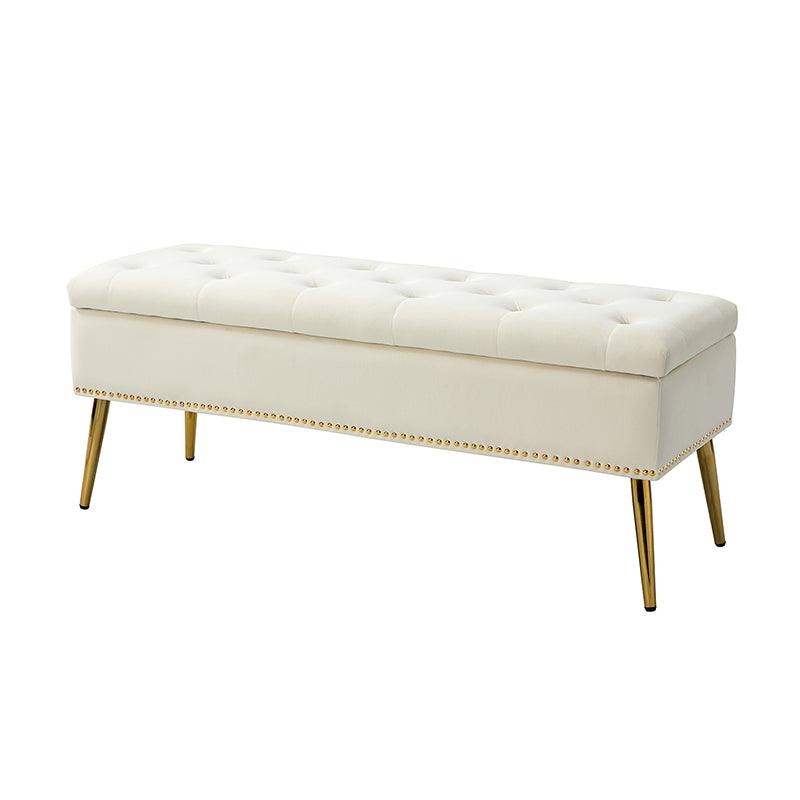 Lenore Upholstered Storage Bench with Cushion Seat - Modern Upholstered Ottoman for Bedroom, Living Room & Entryway - Multi-Functional Storage Furniture for Home Organization