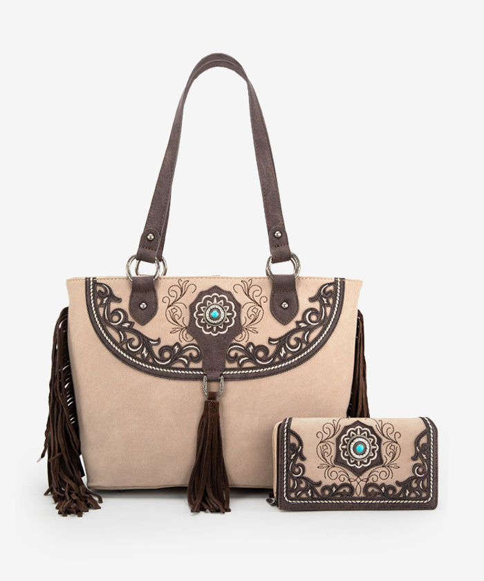 Montana West Cut Out Fringe Concealed Carry Tote Bag Set - Stylish & Functional Purse for Women, Perfect for Everyday Use, Travel, and Concealed Carry