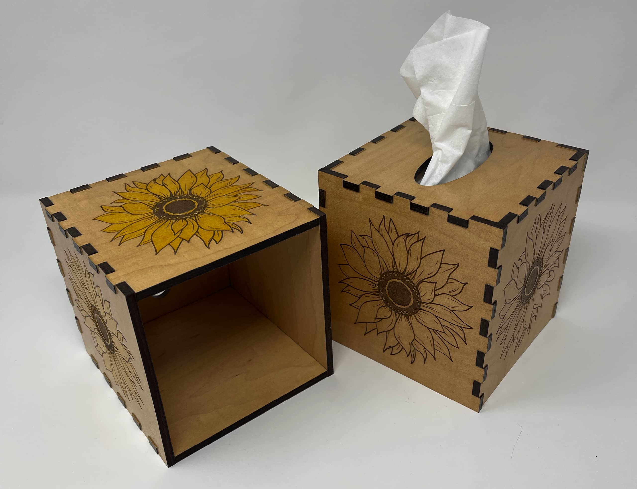 Sunflower Tissue Box Cover - Yellow Floral Decorative Tissue Holder for Home, Office, Bathroom | Cute Home Decor, Kitchen Countertop, Living Room Accessory