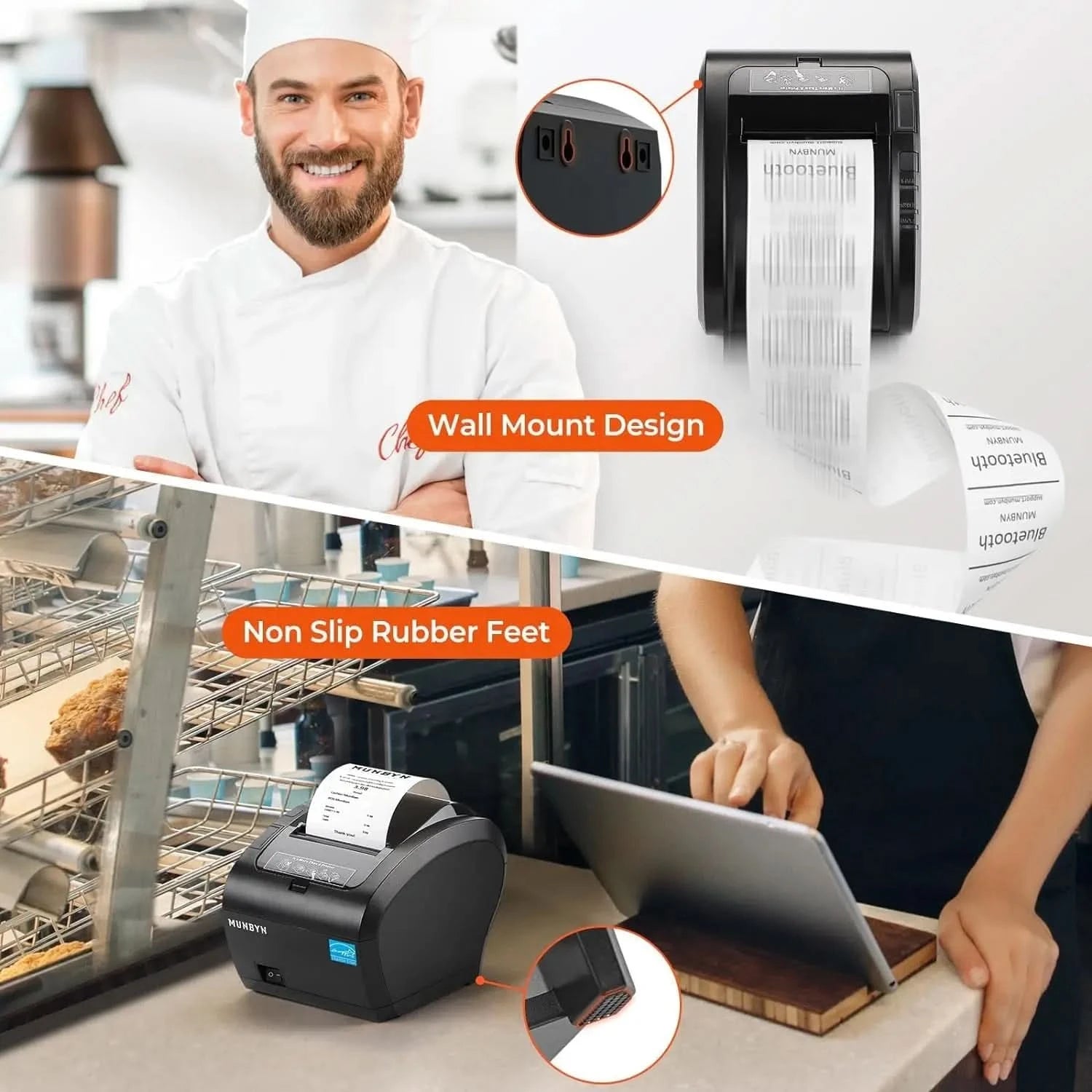 MUNBYN P047 WiFi Thermal Receipt Printer for Retail, Restaurant & POS - Fast Wireless Printing for Small Business & Home Use