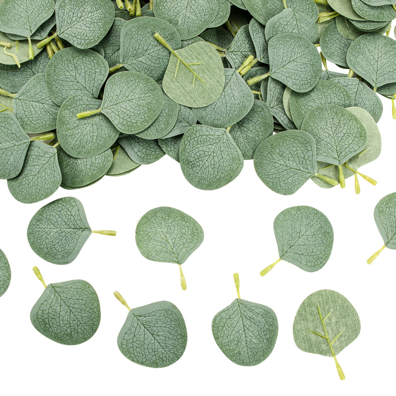 400 Pcs Artificial Eucalyptus Leaves Stems - Realistic Fake Greenery for DIY Wedding Decor, Bridal Shower, Wreath Making, Boutonnieres, and Home Decor - Perfect for Valentine's Day, Spring & Fall Seasonal Arrangements (Green)