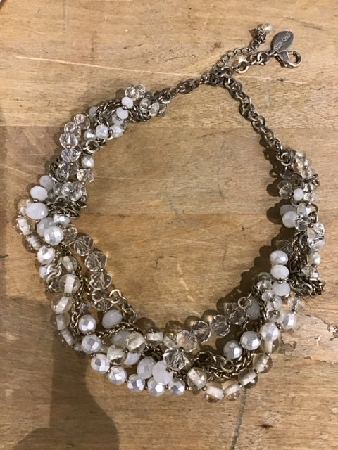 Elegant Silver & White Beaded Choker Necklace for Women - Boho Chic Jewelry for Parties, Weddings & Everyday Wear