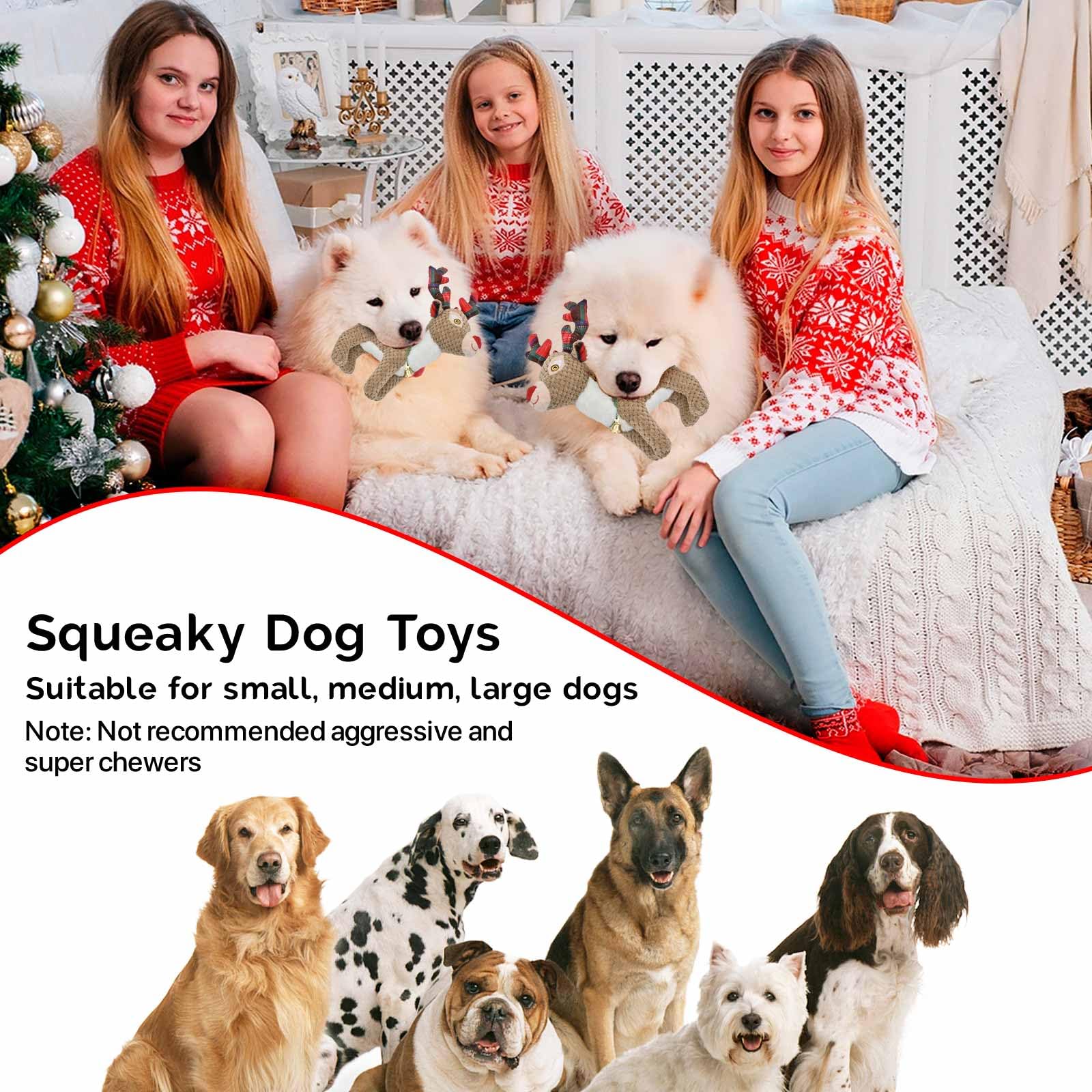 **Durable Christmas Dog Toys for Large, Medium & Small Breeds - Plush Squeaky Stuffed Animals, Interactive Puppy Toys - Perfect for Playtime, Training & Birthday Gifts**    *(Ideal for Holiday Fun, Indoor/Outdoor Play & Dog Training Rewards)*