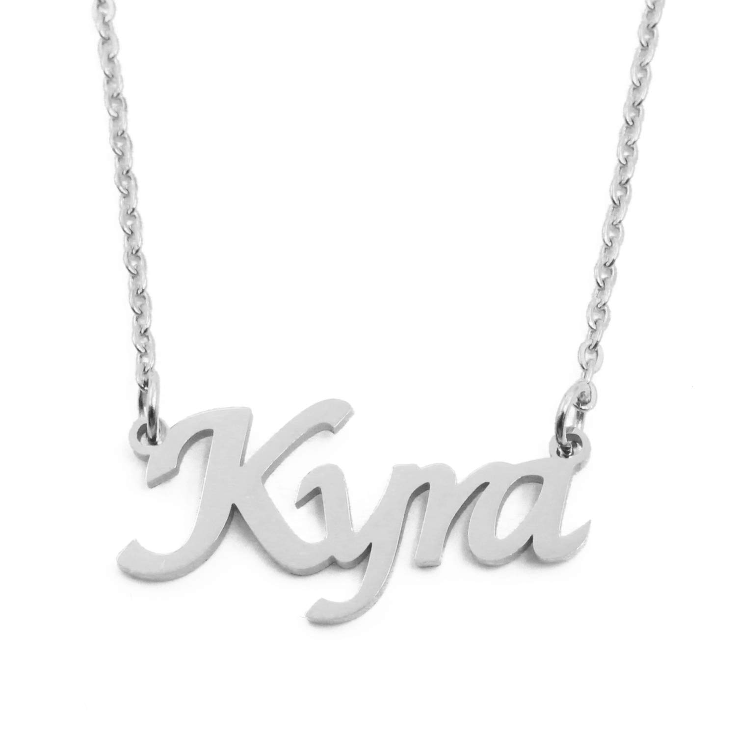 KYRA Custom Name Necklace Personalized - Silver Tone Jewelry for Women, Engraved Nameplate Pendant, Gift for Her, Birthday, Anniversary, Valentine's Day - Perfect for Everyday Wear & Special Occasions