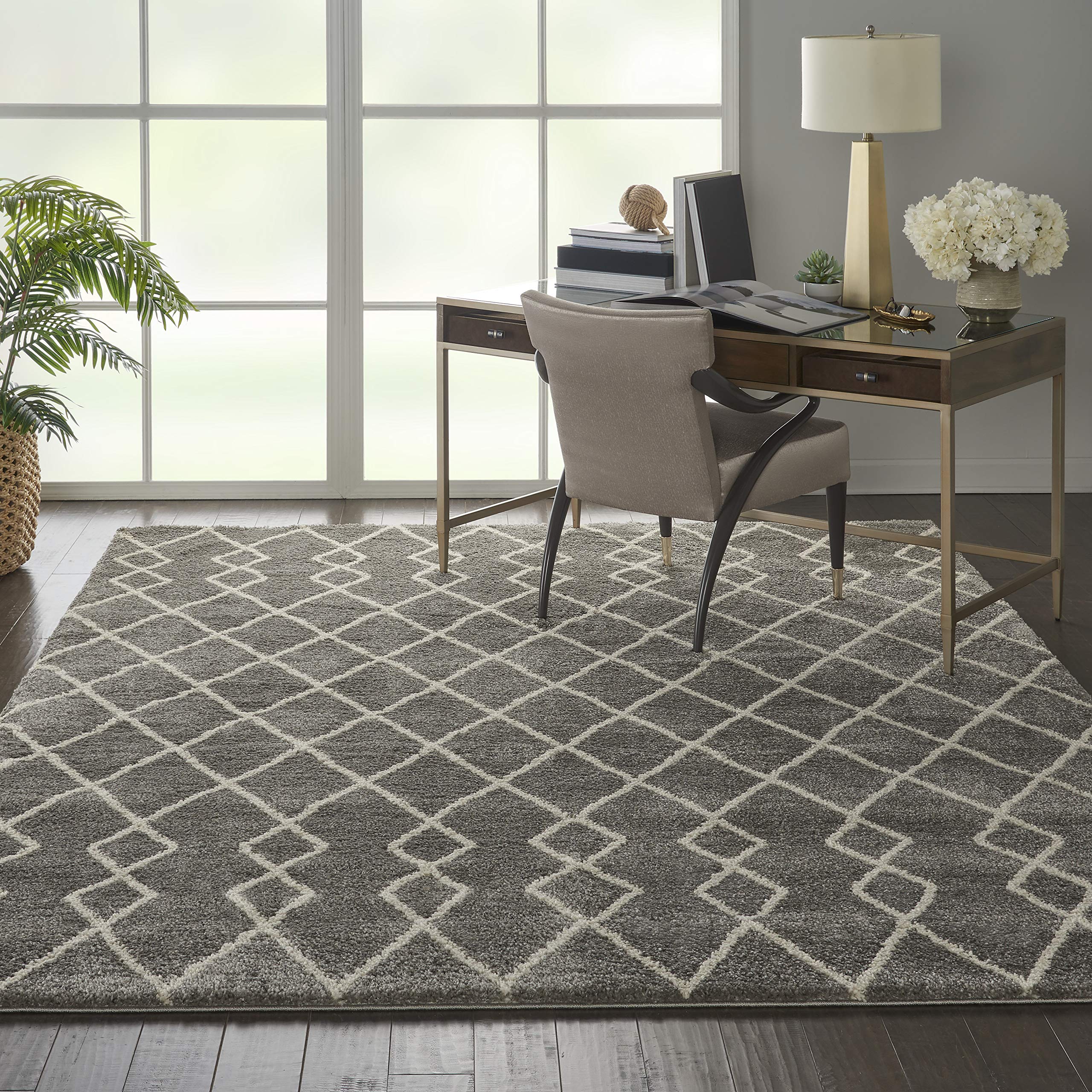 Nourison Geometric Shag Moroccan Silver 7'10