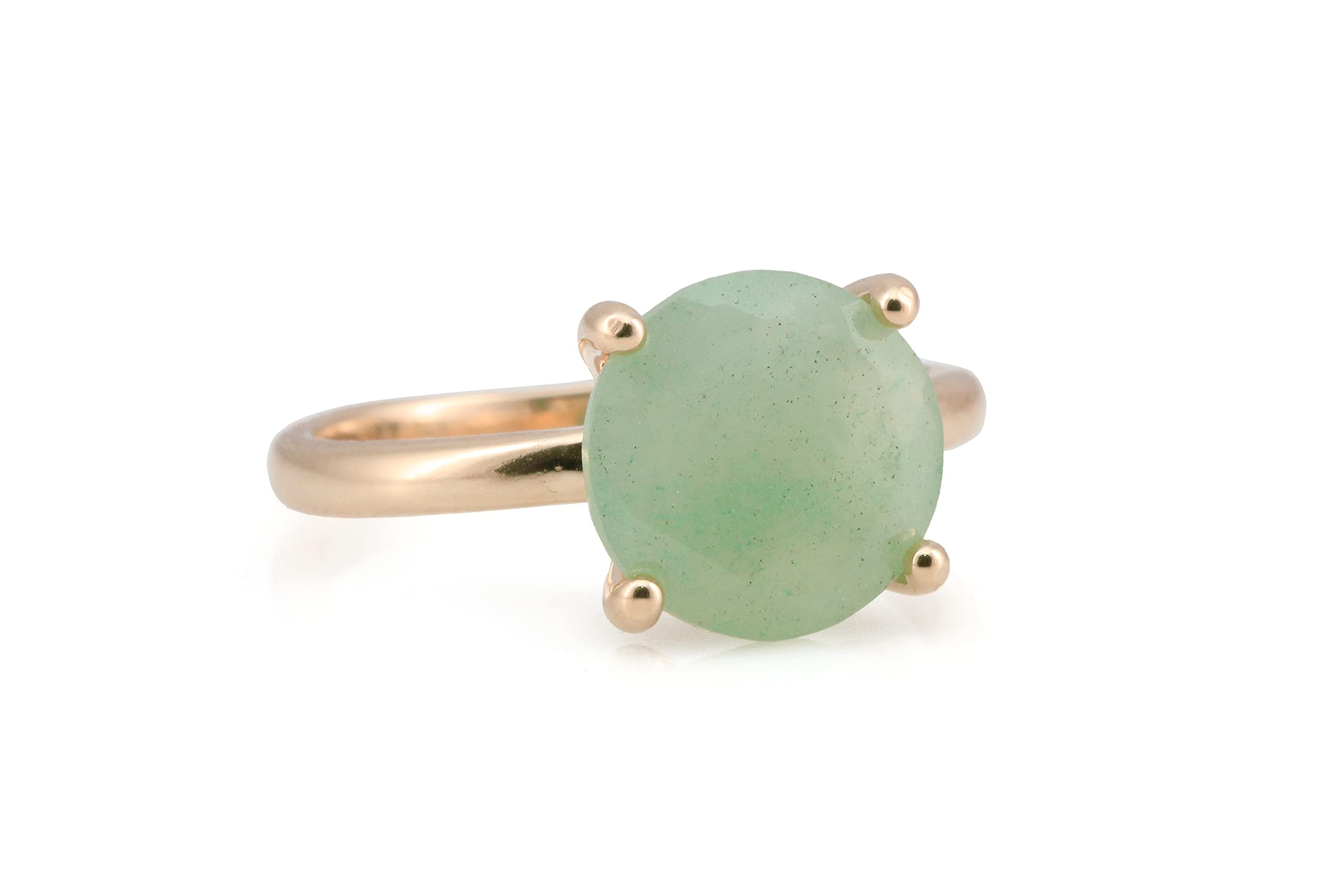 Handmade 14k Rose Gold Aventurine Stone Ring for Women | Unique Green Gemstone Jewelry | Fashion Statement & Gift with Box | Perfect for Weddings, Parties & Everyday Wear