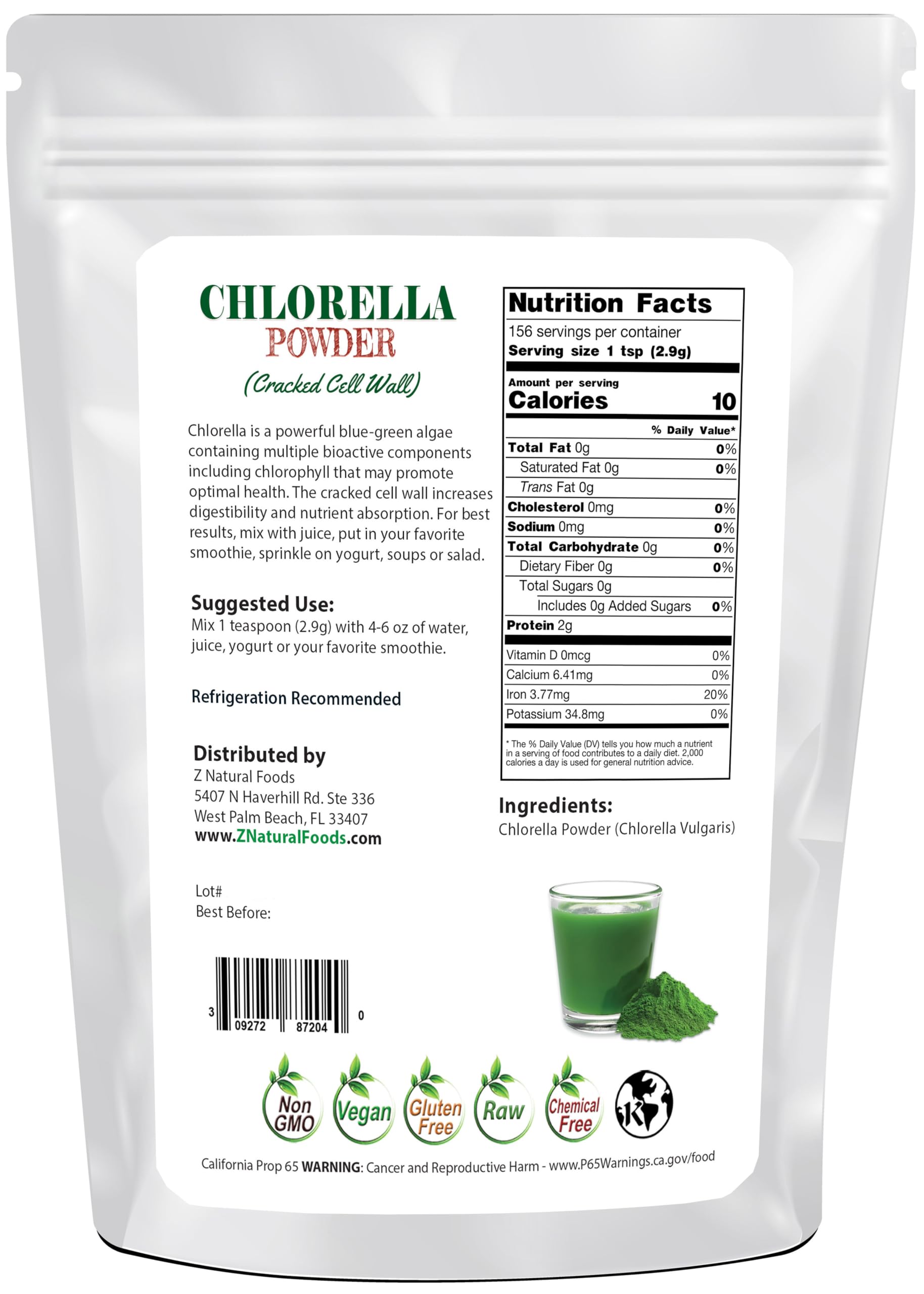 Organic Chlorella Powder with Cracked Cell Wall | Premium Blue-Green Algae Superfood | Rich in Plant Protein | Non-GMO, Gluten-Free & Vegan | 1 lb Pack | Perfect for Smoothies, Detox Drinks & Healthy Recipes | Boost Energy & Immunity Naturally