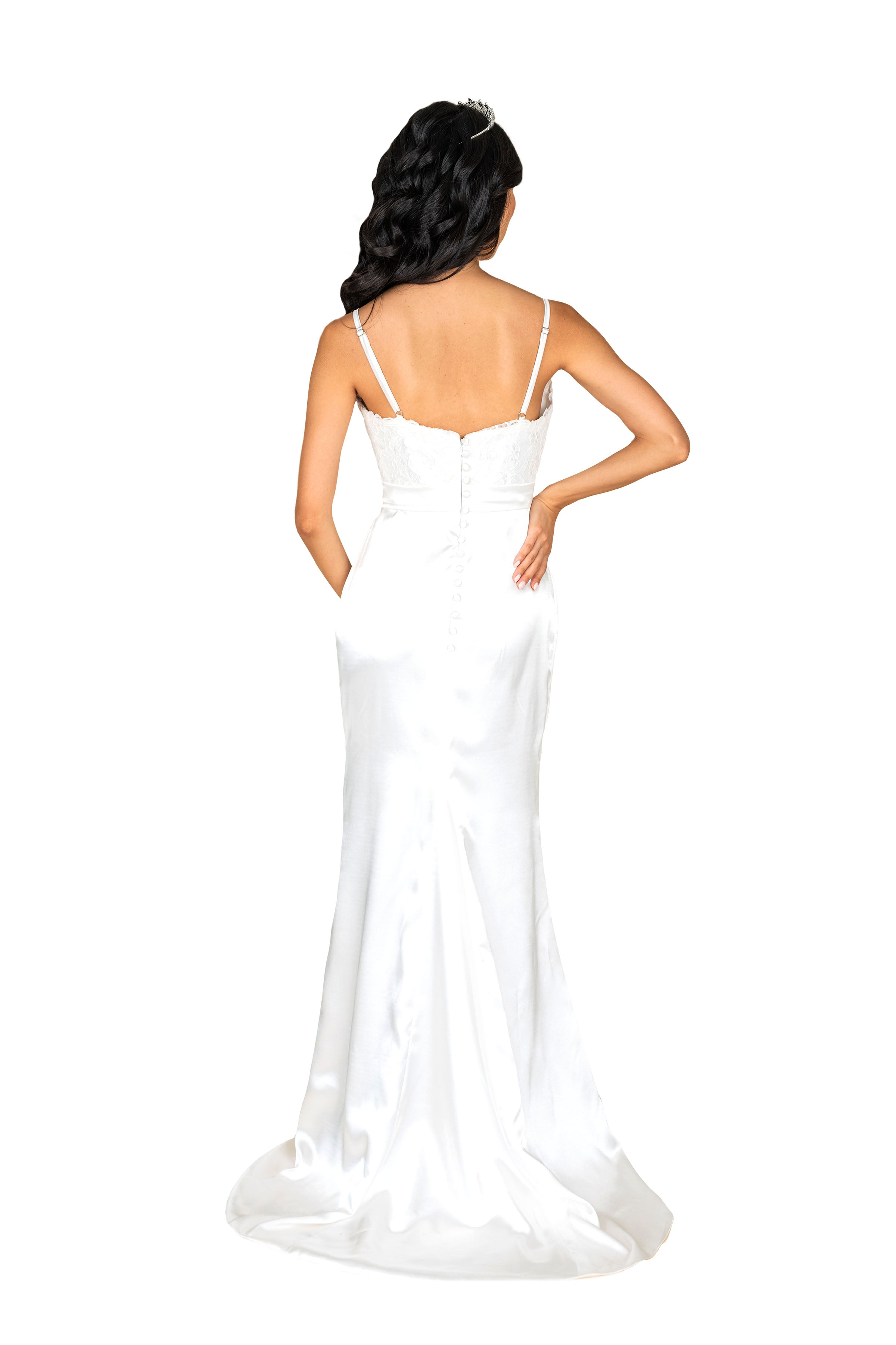 Elegant Silk Spaghetti Strap Gown - Women's Formal Evening Dress for Wedding, Prom & Special Occasions