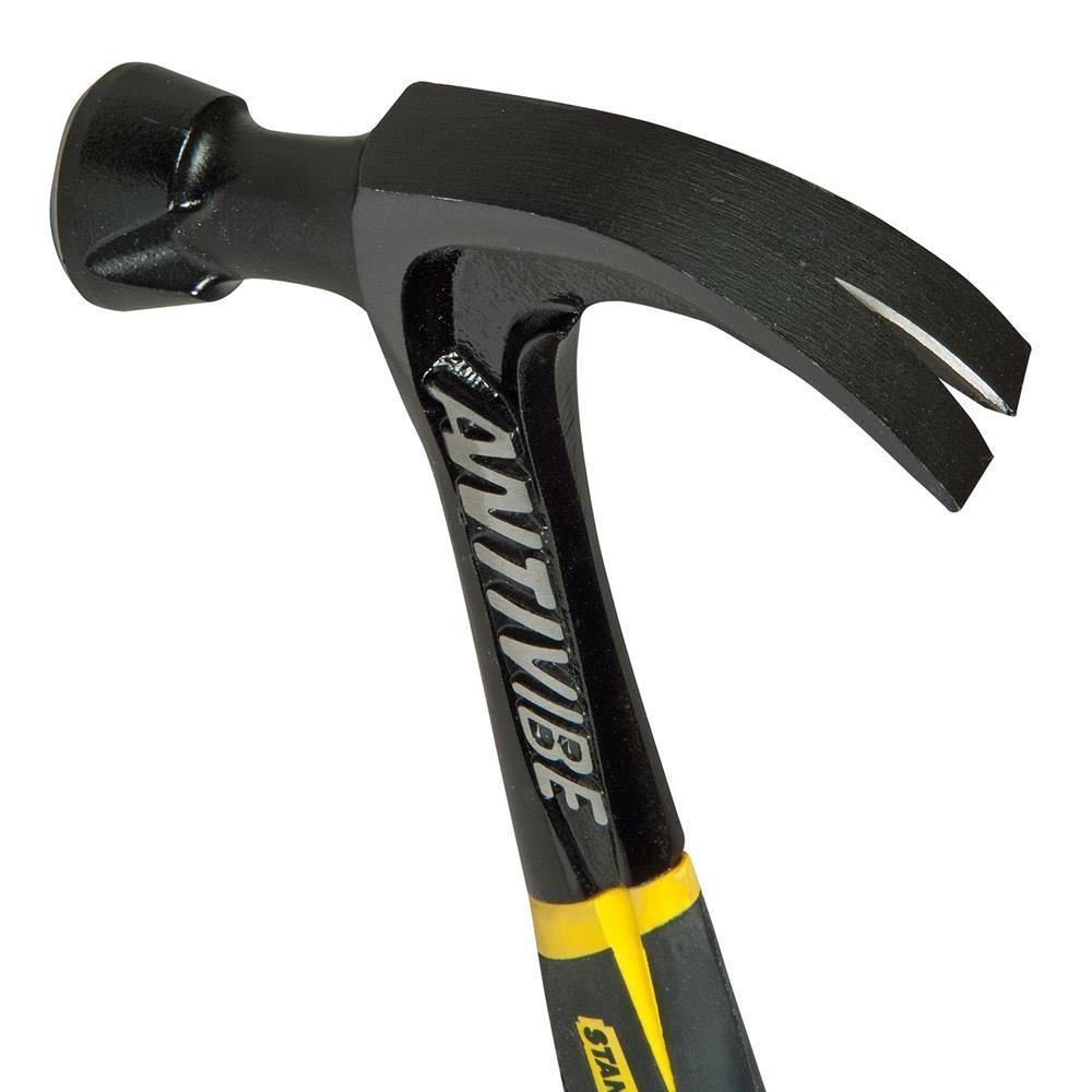 Stanley FMHT1-51277 1.25lbs Curved Claw Hammer - Heavy Duty Steel Construction with Shock Reduction Grip (Black/Yellow) - Perfect for Carpentry, Construction, DIY Home Projects & Woodworking