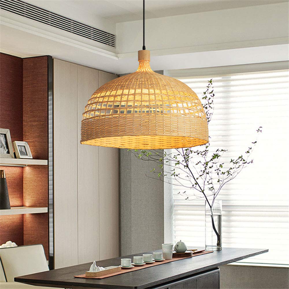 Modern LED Chandelier Lamp - Semicircle Hollow Design with Natural Straw Material, Eco-Friendly Hanging Light Fixture for Living Room, Bedroom, Dining Room, Bars and Restaurants | Energy Saving & Stylish Ceiling Lighting
