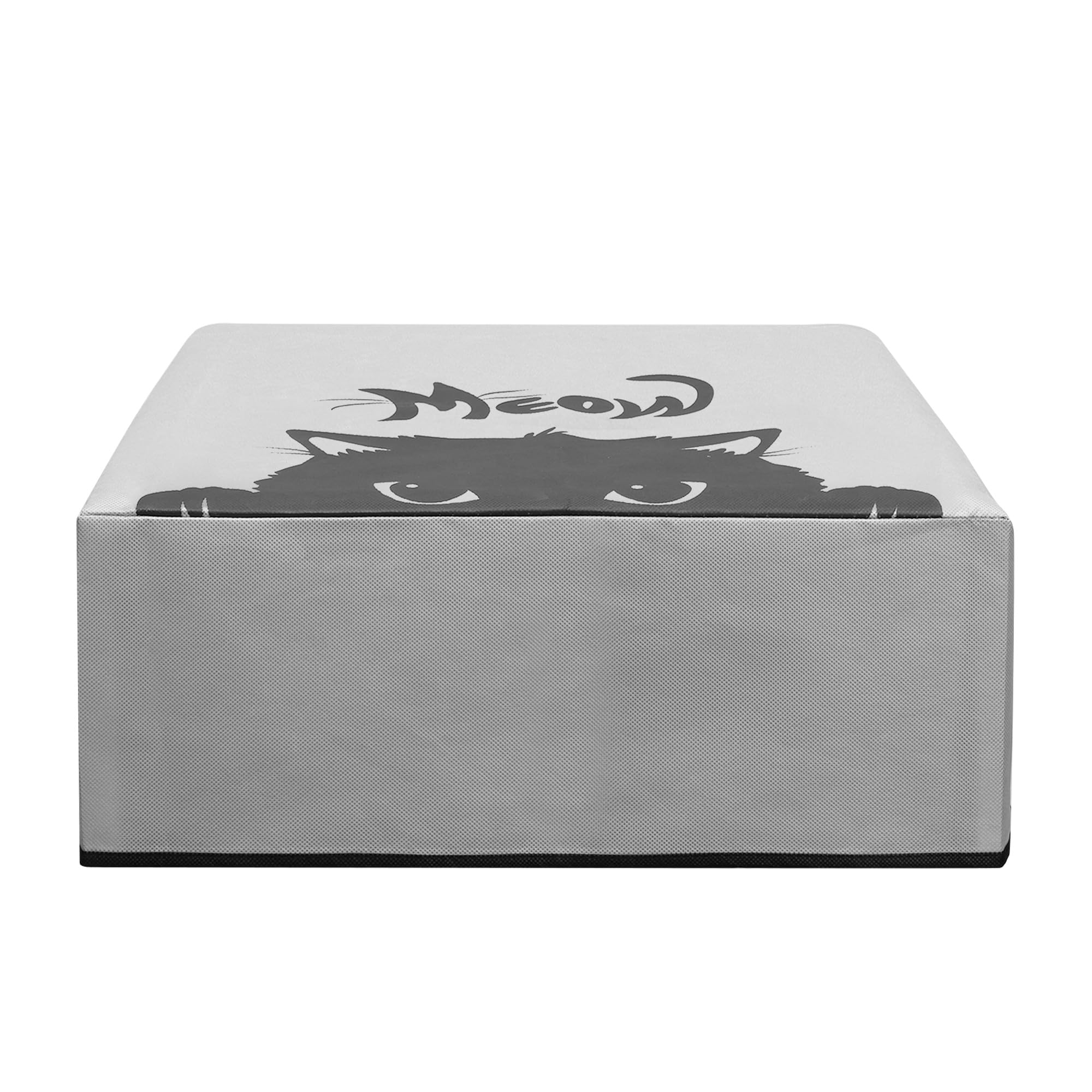 kwmobile Dust Cover Compatible with HP DeskJet 4120e & 4155e - Protective Printer Case in Grey/Black with Cute Meow Cat Design - Keep Your Printer Clean at Home or Office