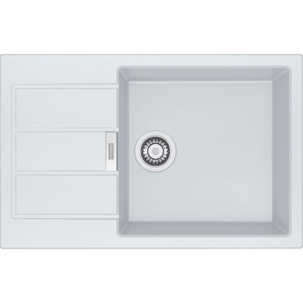 Franke 114.0496.086 White Polar Granite Composite Single Bowl Kitchen Sink - Durable & Stylish for Modern Kitchens, Perfect for Cooking, Washing Dishes, and Food Prep