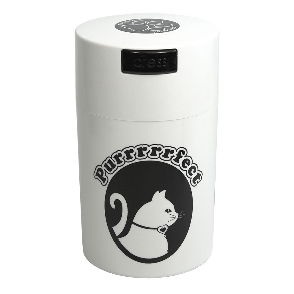 Pawvac 6 Ounce Vacuum Sealed Pet Food Storage Container with White Cap & Body - Airtight Dry Food Container for Cats & Small Pets - Perfect for Kibble Storage, Travel & Freshness Preservation