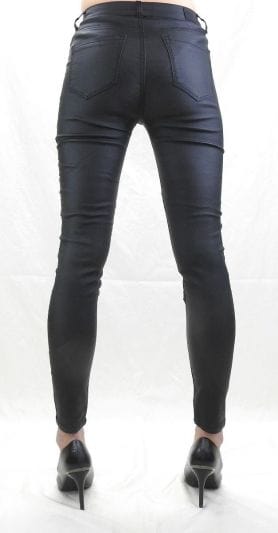 Country Denim Australia Black Ribbed Wax Skinny Jeans for Women - Full Length Stretch Denim Pants for Casual Wear & Night Out