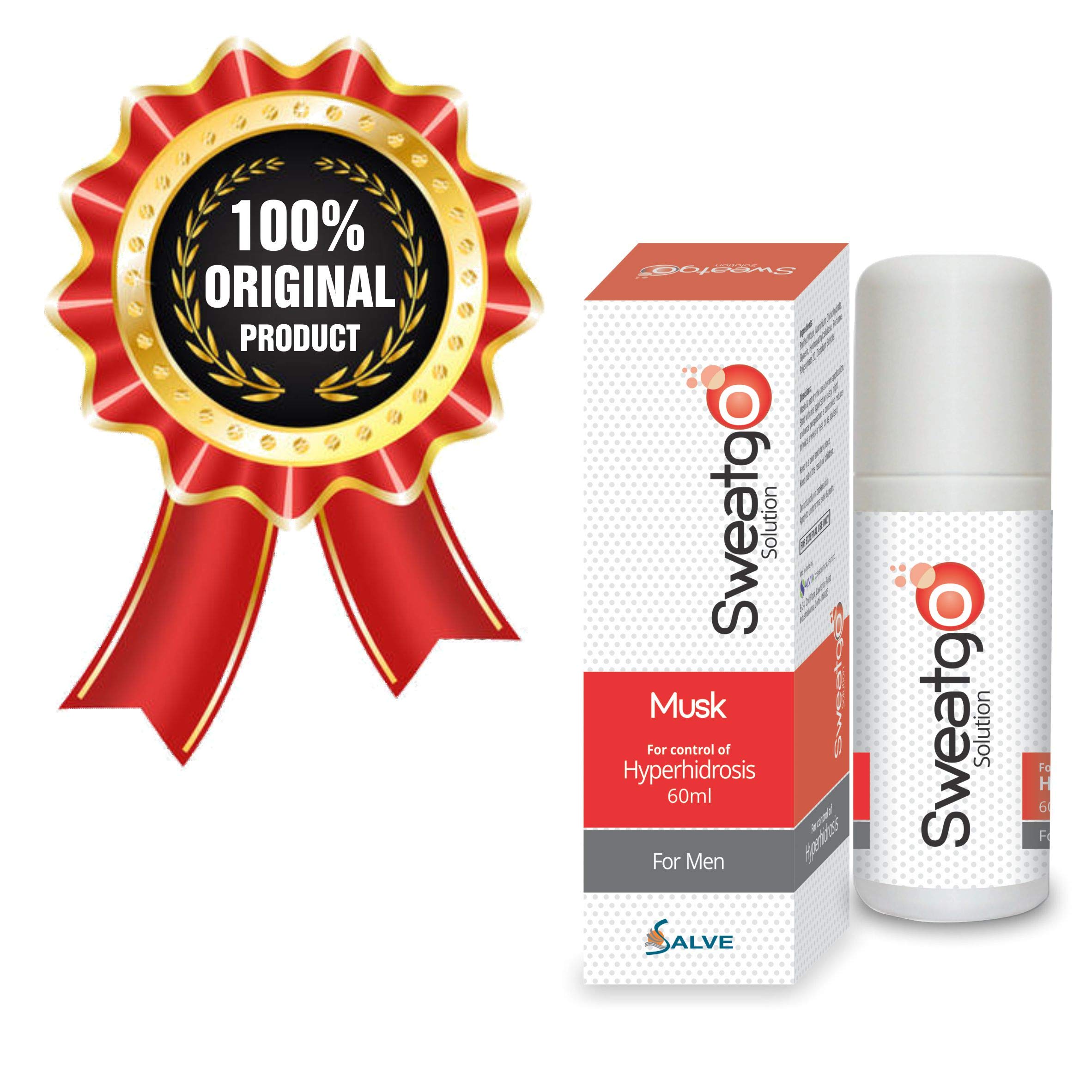 Clinical Strength Sweat Go Roll-On Antiperspirant for Excessive Sweating & Hyperhidrosis - 60ml | For Men's Palms, Armpits & Feet | Musk Scent | Ideal for Gym, Work & Daily Active Lifestyle