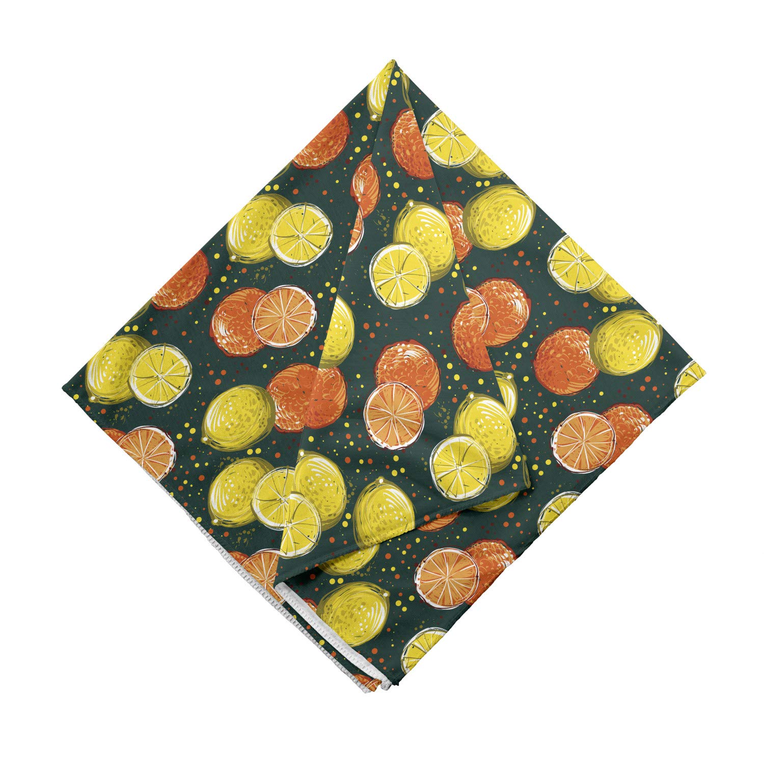 Ambesonne Fruit Bandana - Hand Drawn Orange & Lemon Print Unisex Head Scarf & Neck Tie for Men Women - Perfect for Summer Outdoors, Music Festivals & Beach Accessories
