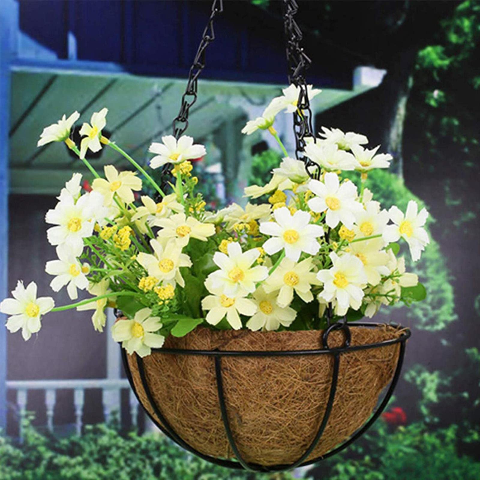 20/26/31CM Hanging Coconut Fiber Basket Liners - Flower Pot Planters with Iron Chain Hook - Rustic Garden Decor for Indoor/Outdoor Plants (31cm) - Perfect for Balconies, Patios, and Vertical Gardens
