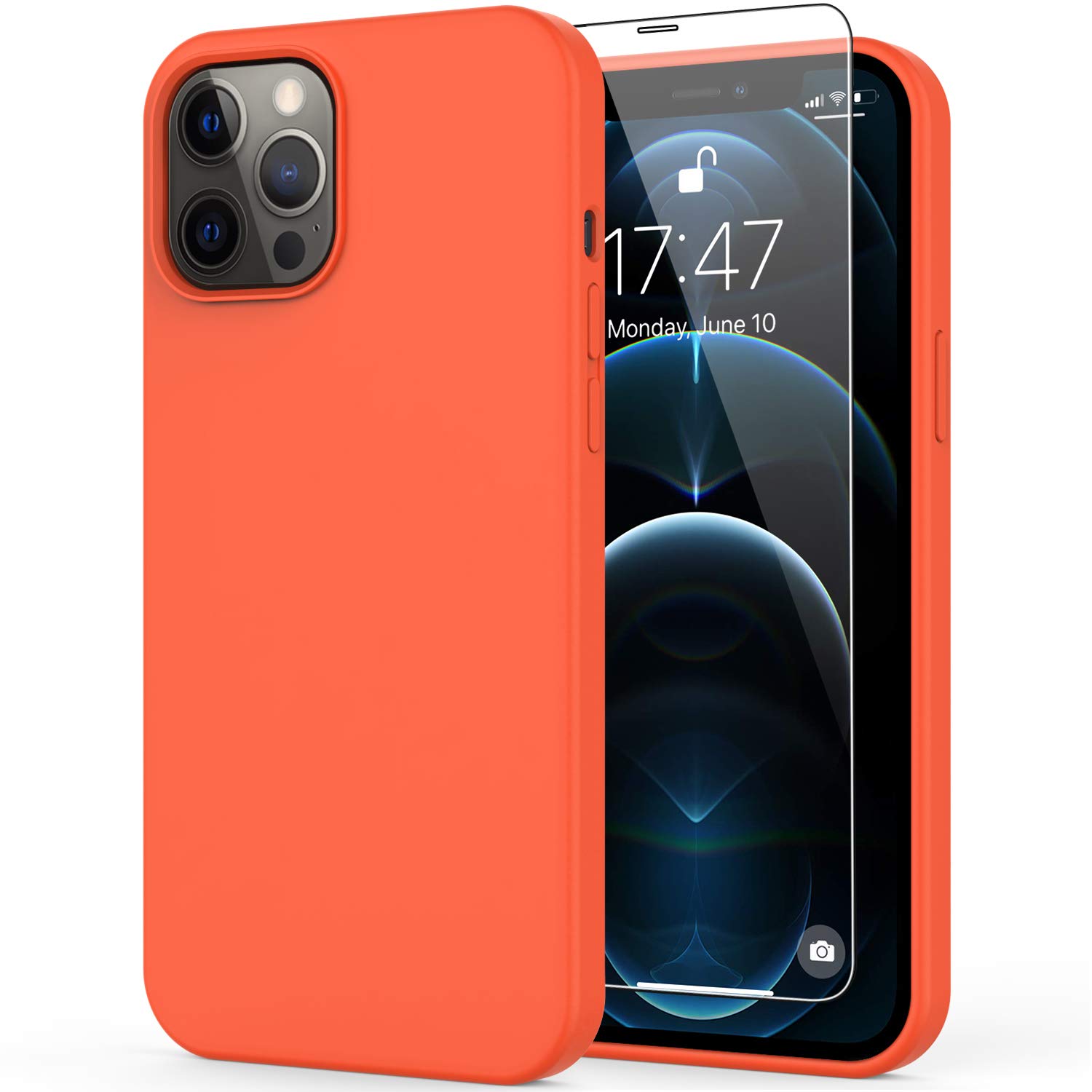 DEENAKIN iPhone 12 Pro Max Case with Tempered Glass Screen Protector - Soft Flexible Silicone Gel Rubber Bumper Cover, Slim Fit Shockproof Protective Phone Case for iPhone 12 Pro Max 6.7