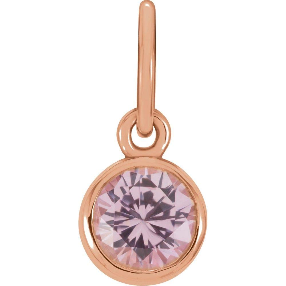 The Black Bow 14k Rose Gold 4mm Imitation Gemstone Charm Pendant Enhancer for Necklace or Bracelet Jewelry Gift