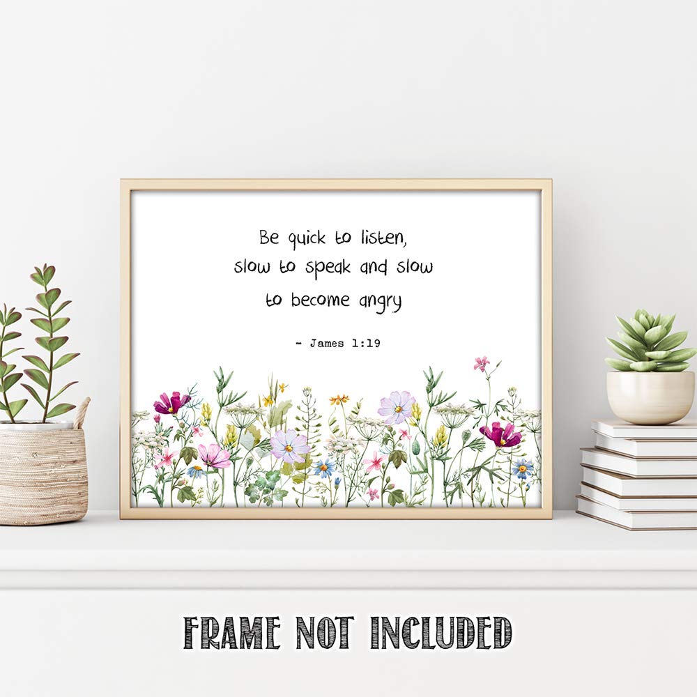Book of James Inspirational Quotes Wall Art - Bible Verse Motivational Poster for Men & Women - Modern Living Room Wall Decor - Positive Scripture Art - Unframed 11x14 Inches - Perfect for Home, Office & Coach Gifts