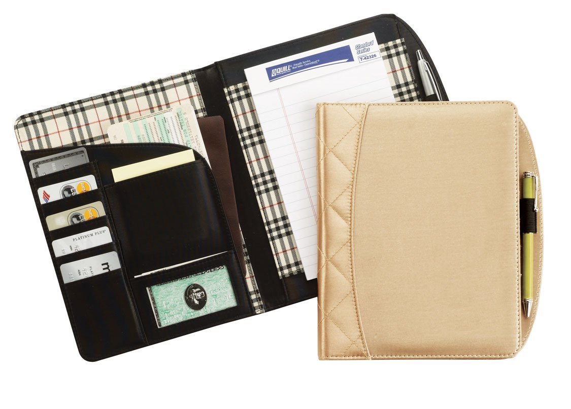 Travelwell 582675 Gold Mini Small Table Meeting Plaid Business Cards Memo Book - Perfect for Office Meetings, Conferences & Professional Networking Events
