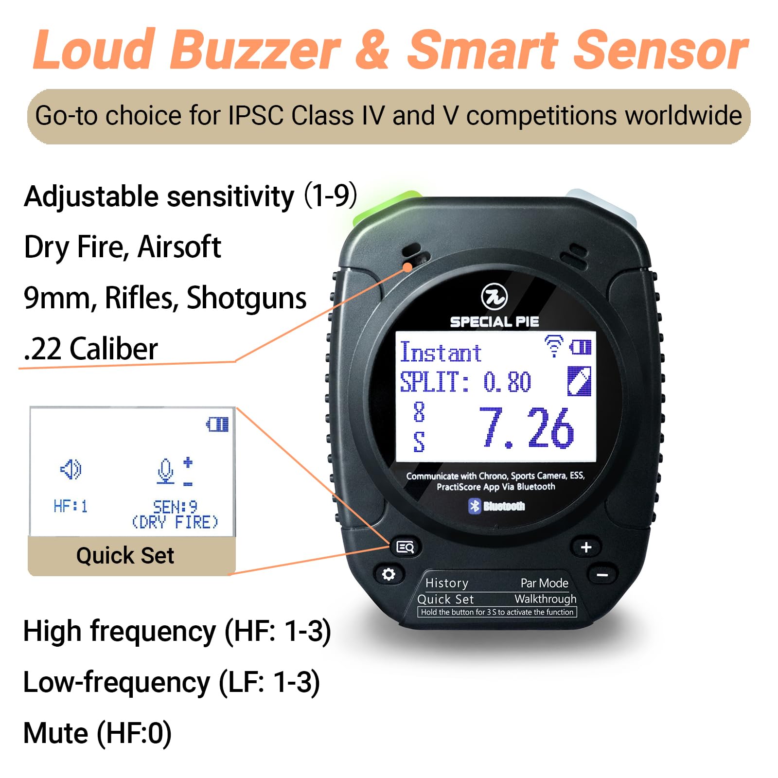M1A2+W Professional Shot Timer for Shooting Competitions - Wireless Big LED Score Display Sync, IPSC & USPSA Training - Ideal for Shooting Ranges, Gun Clubs & Firearm Practice