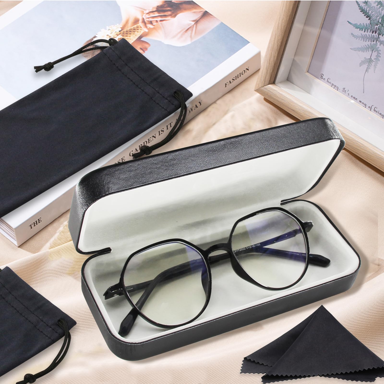 Durable Hard Shell Eyeglass Case with Microfiber Cleaning Cloth - Protective Glasses Storage for Men & Women - Perfect for Travel, Work, and Everyday Use