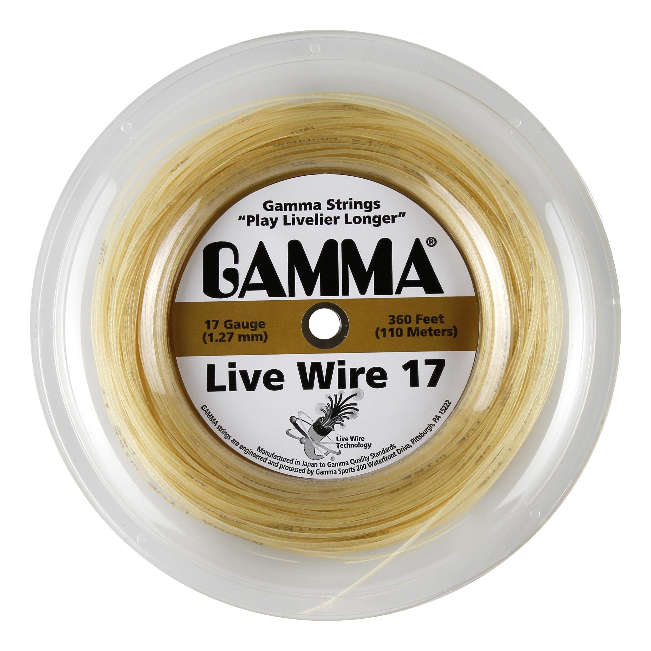 Gamma Sports Live Wire 16g Tennis String Reel - Natural Gut for Power & Control | Perfect for Competitive Play & Stringing Services