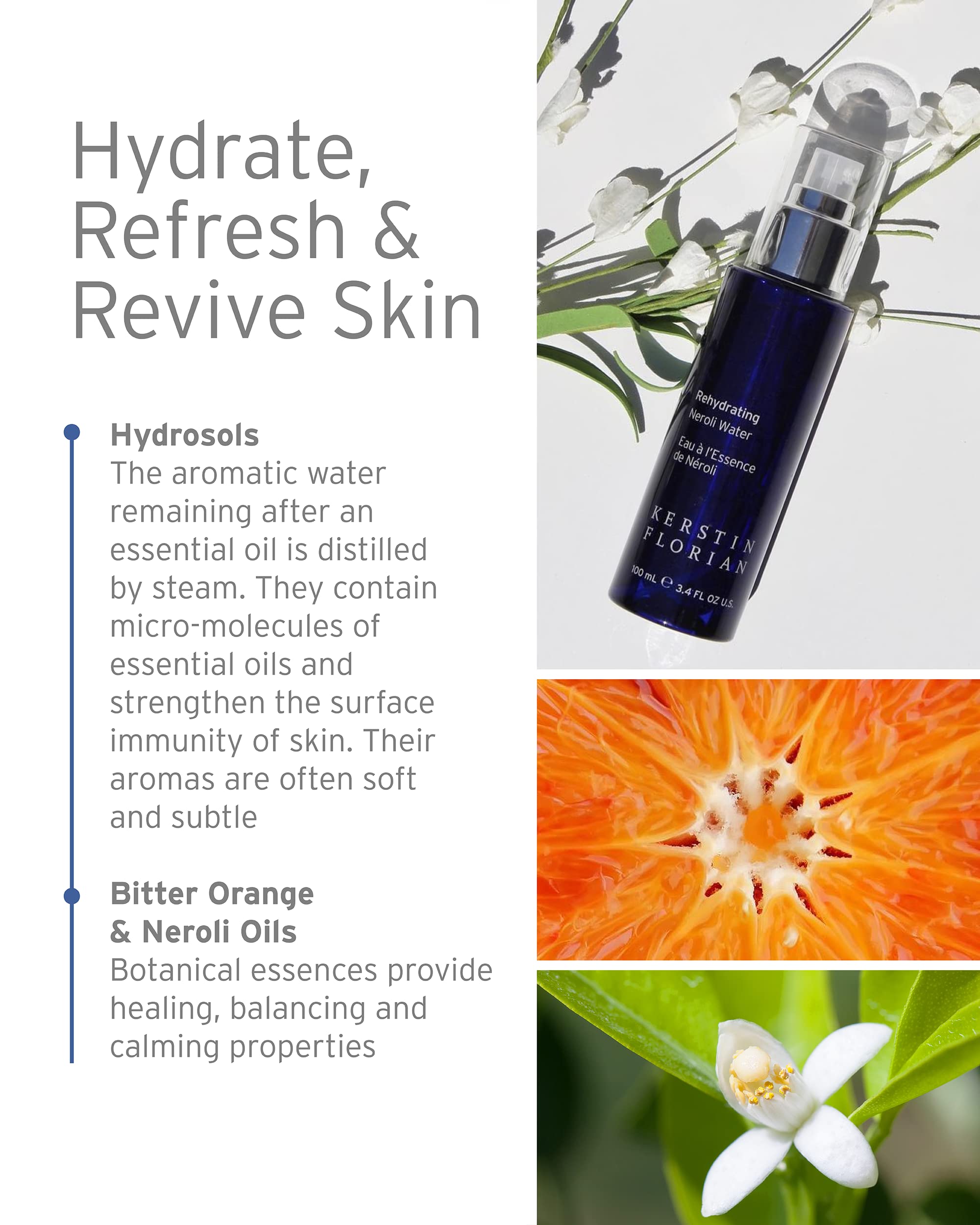 Kerstin Florian Neroli Mist & Rescue Crème Set | Hydrating Facial Spray & Moisturizing Cream for Dry Skin | Spa Day Essential & Travel Skincare Kit