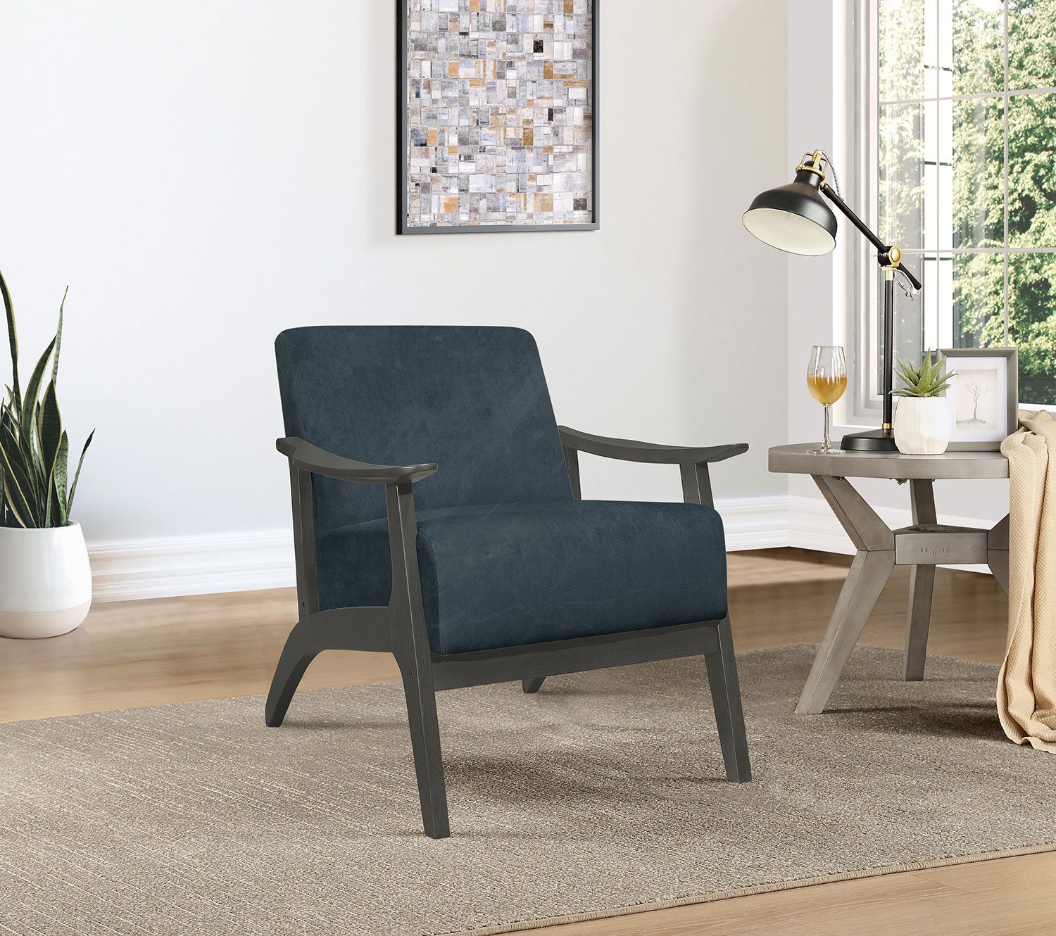 Byron Accent Chair Navy Blue - Modern Upholstered Living Room Chair for Home Office, Bedroom, or Lounge - Comfortable & Stylish Seating Furniture