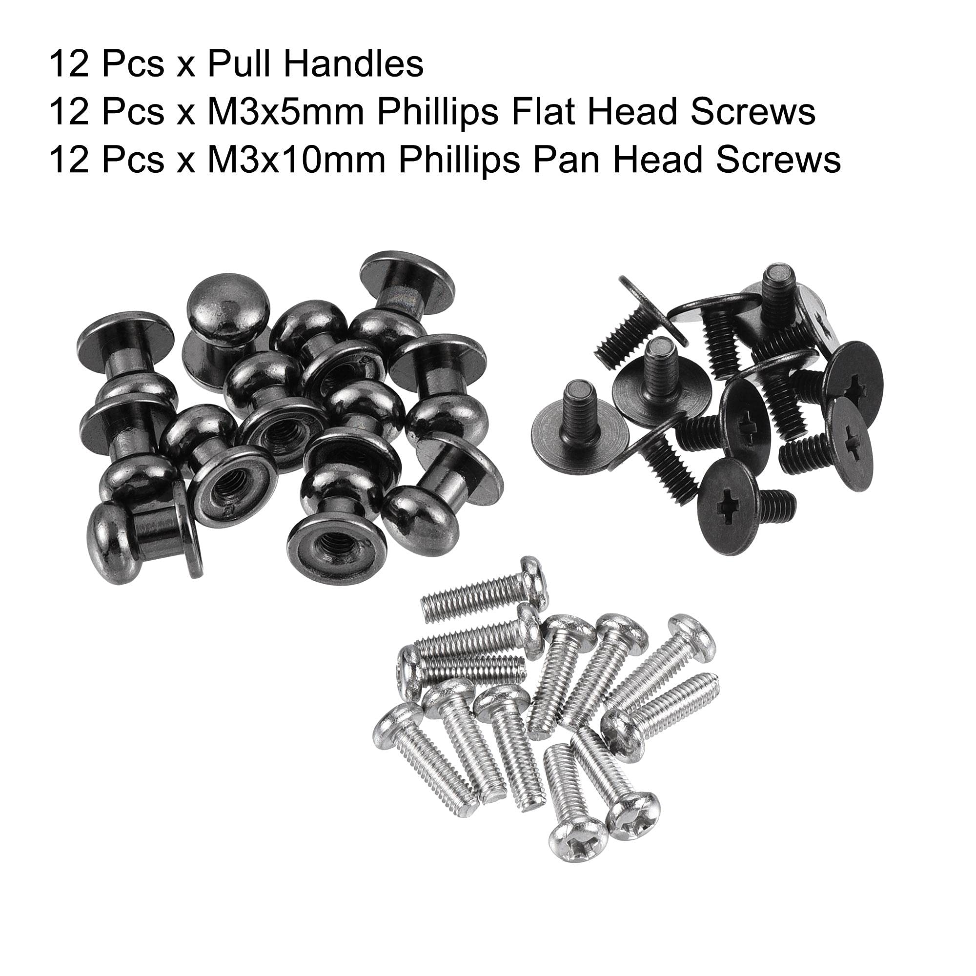 Black Zinc Alloy Round Knobs 7mm Head - 12pcs for Drawers & Cabinets